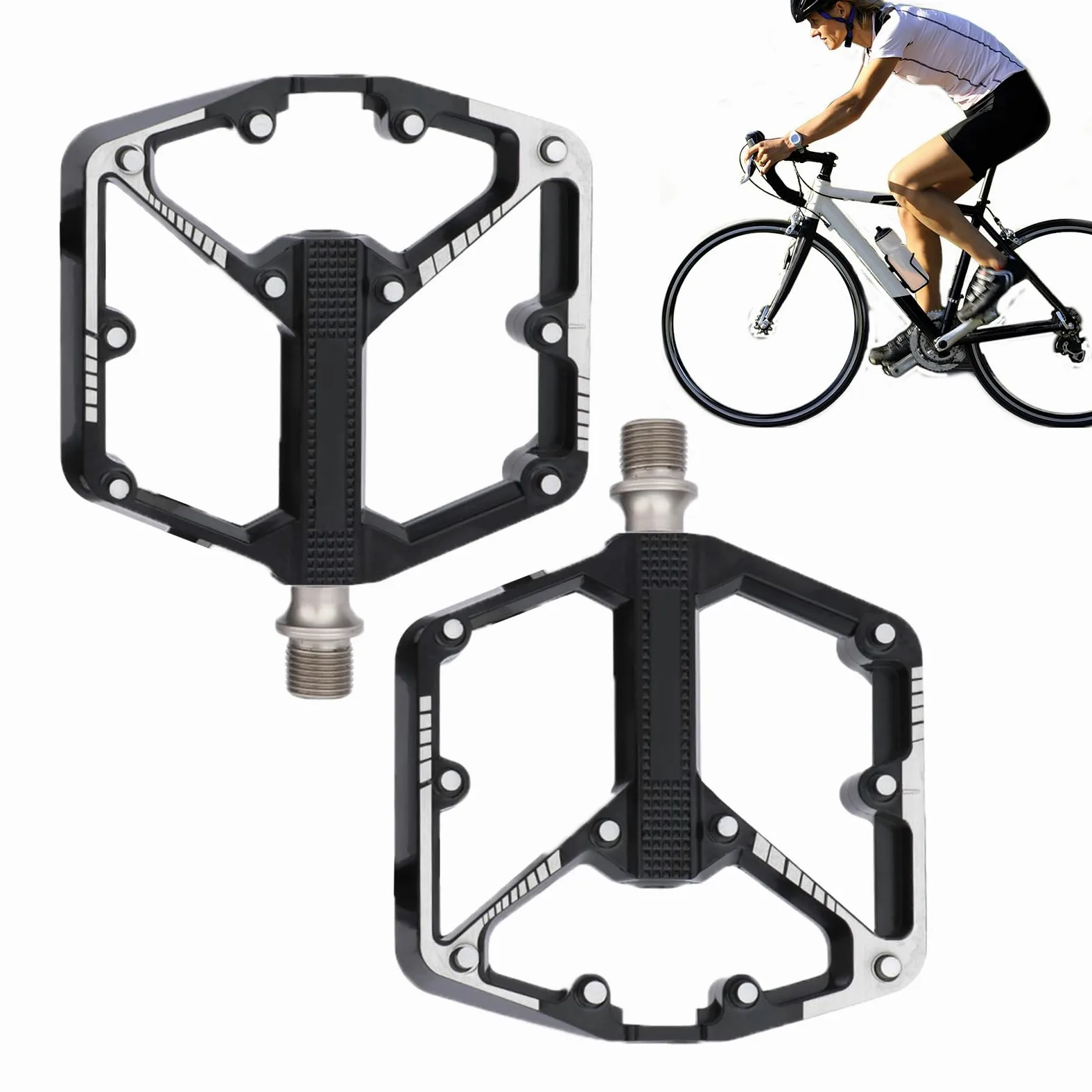 Pedales de bicicleta de carretera, ligeros rodamientos de DU, pedales anchos especialmente para bicicletas de montaña, para ciclismo, al aire libre, viajes, senderismo, entrenamiento, entrenador de