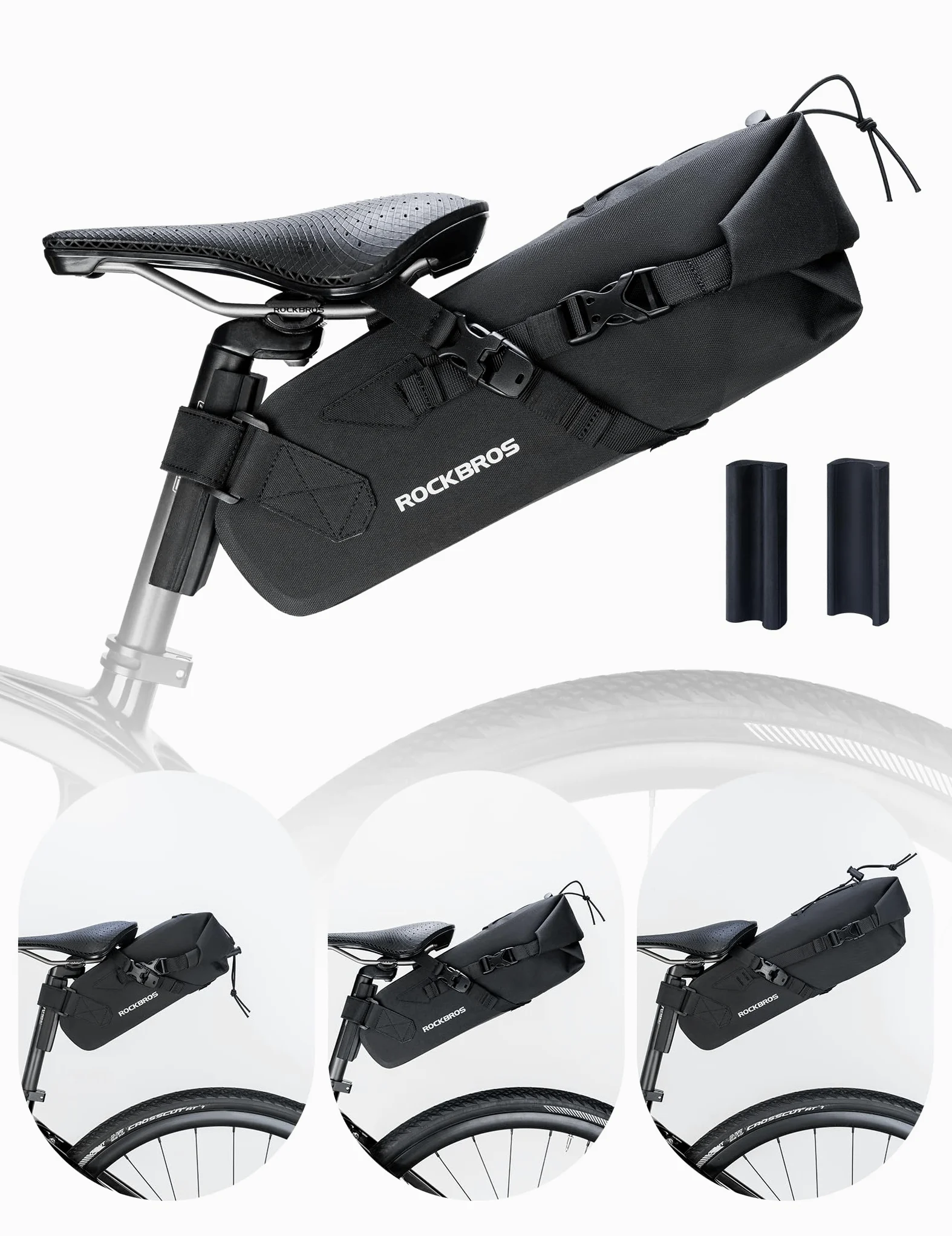 ROCKBROS Bolsa Sillín Bicicleta Impermeable 3-5L Gran Capacidad Bolsa Bicicleta Reflectante Bikepacking para Ciclismo MTB Carretera