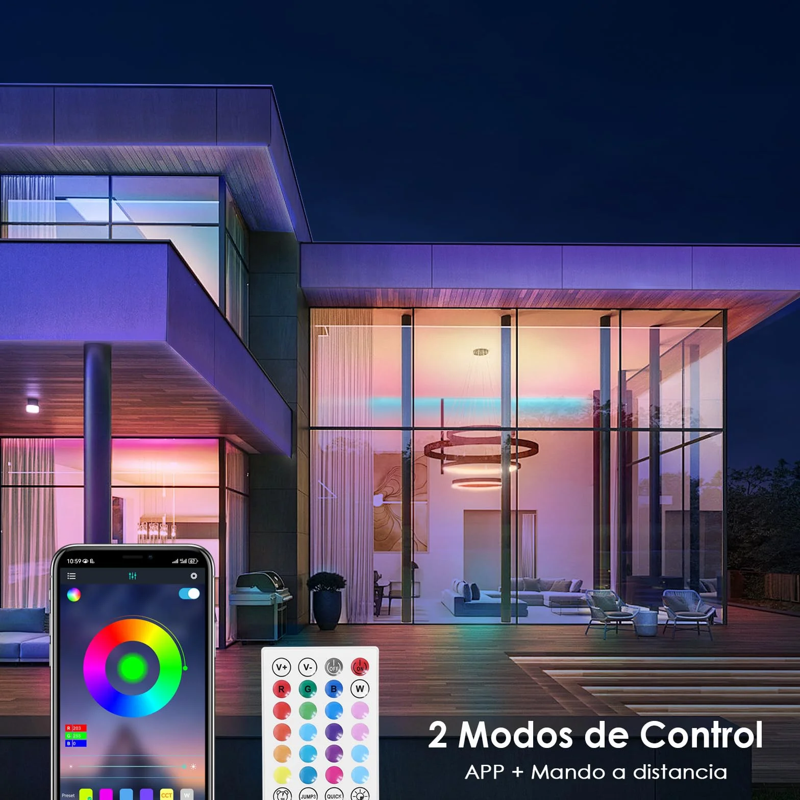 HOVVIDA Tira LED 5M 30 LED/Metro 24V RGB Luces LED APP Mando a distancia Modo de Música