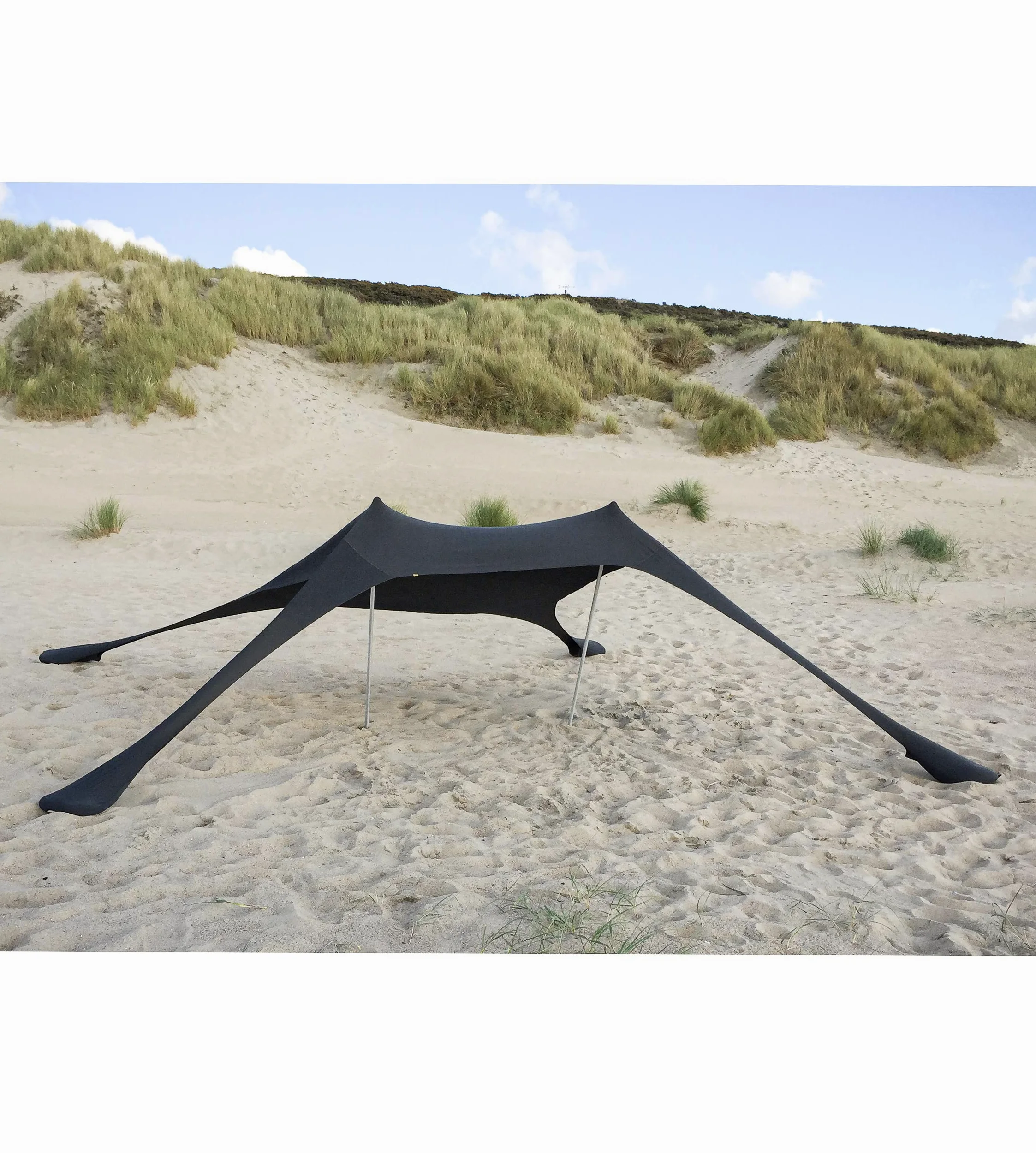 Tienda de campaña de protección Solar toldo desplegable con Anclaje de Arena, Postes de Aluminio y estacas de Tierra (210 x 210 cm)