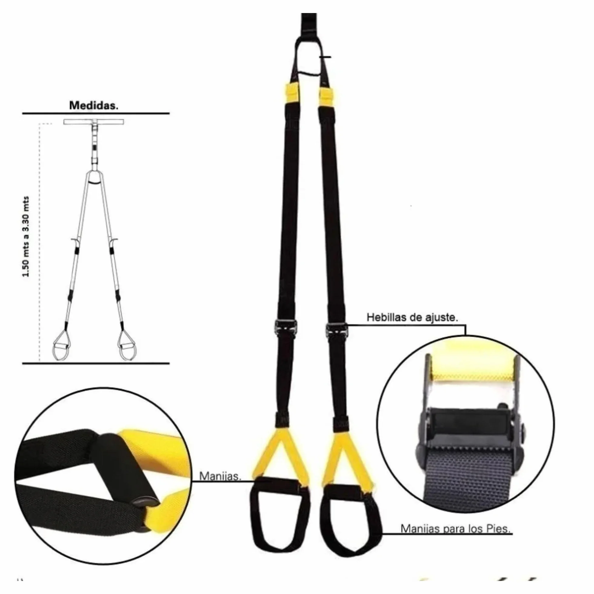 Sistema de Entrenamiento en Suspensión Kit Completo con Anclaje para Puerta y Correas Ajustables