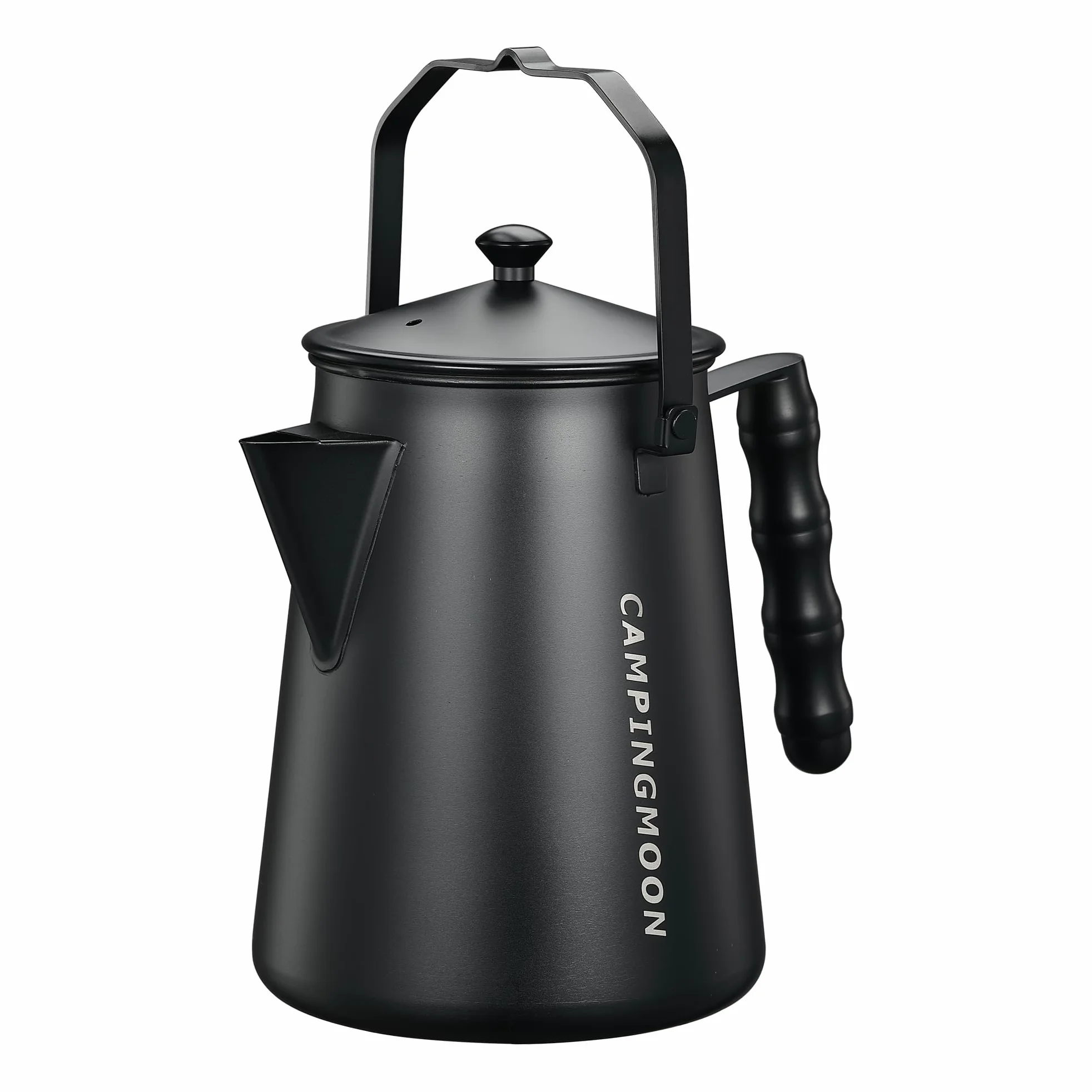 CAMPINGMOON BKSW-6 - Hervidor de acero inoxidable para fogata de 1,5 L, color negro