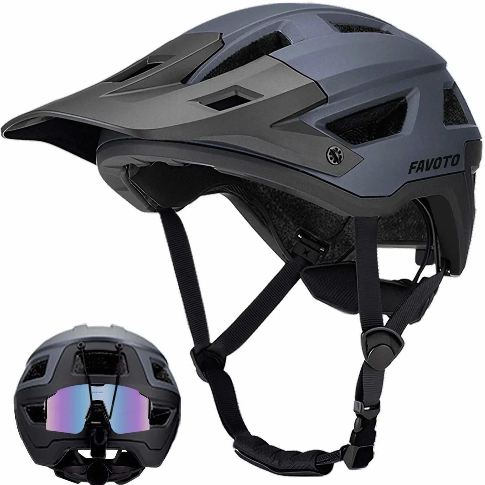 Favoto Casco de Bicicleta de montaña Ligero, Casco de Bicicleta de montaña y Carretera para Hombres y Mujeres, Certificado CE, Transpirable, Ajustable, Casco de Ciclismo para Adultos y jóvenes
