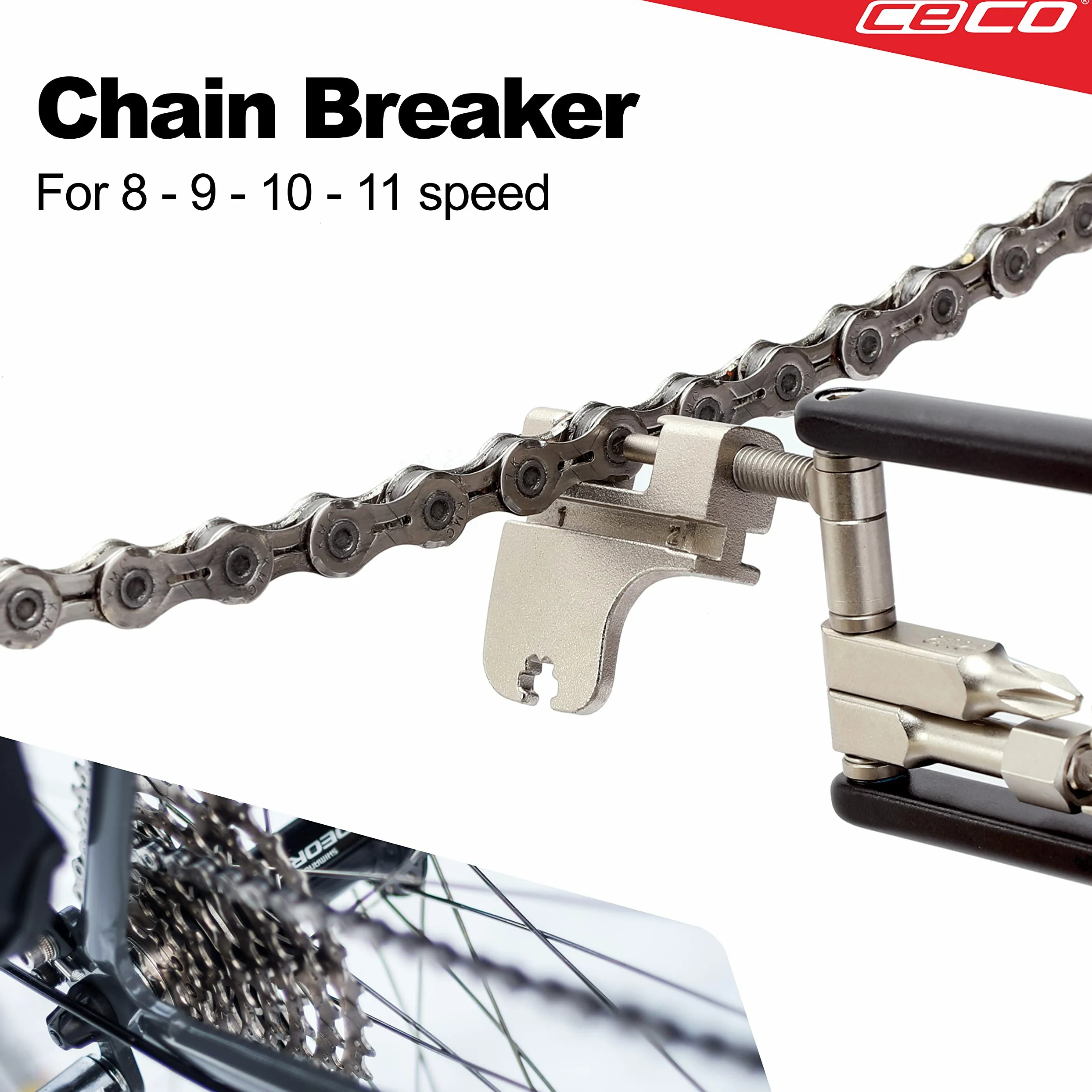 CECO - USA - Herramienta de bicicleta de 17 funciones con interruptor de cadena, multiherramienta para bicicleta, ultra delgada, tamaño de bolsillo compacto, ligera, acero de herramienta CR-V 6150 de