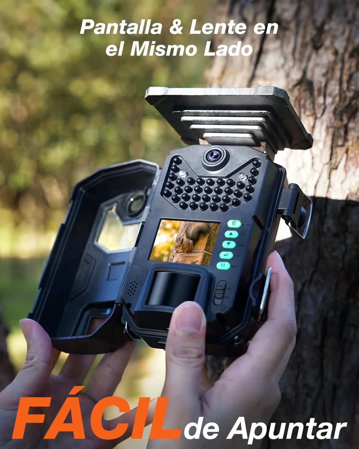 iZEEKER Cámara de Caza Solar, 4K 30fps 48MP Cámara Caza Nocturna con Batería de 2600 mAh 850nm IR LED Brillo Impermeabile IP66 para Vigilancia de la Vida Silvestre y Seguridad Interior
