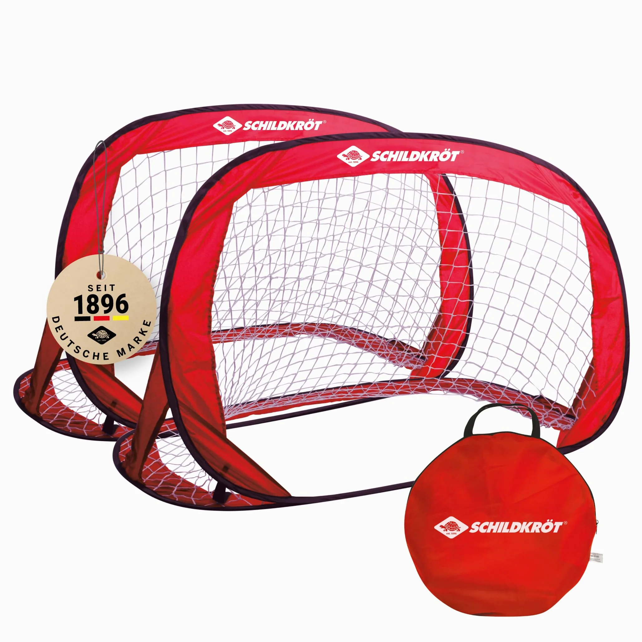 Schildkröt Juego de Porterías Pop-Up , 120 x 80 x 80 cm, Autodesplegable, Transportable, Ahorro de Espacio, Ideal para Fútbol, ​​Hockey, en una Práctica Bolsa, 970988