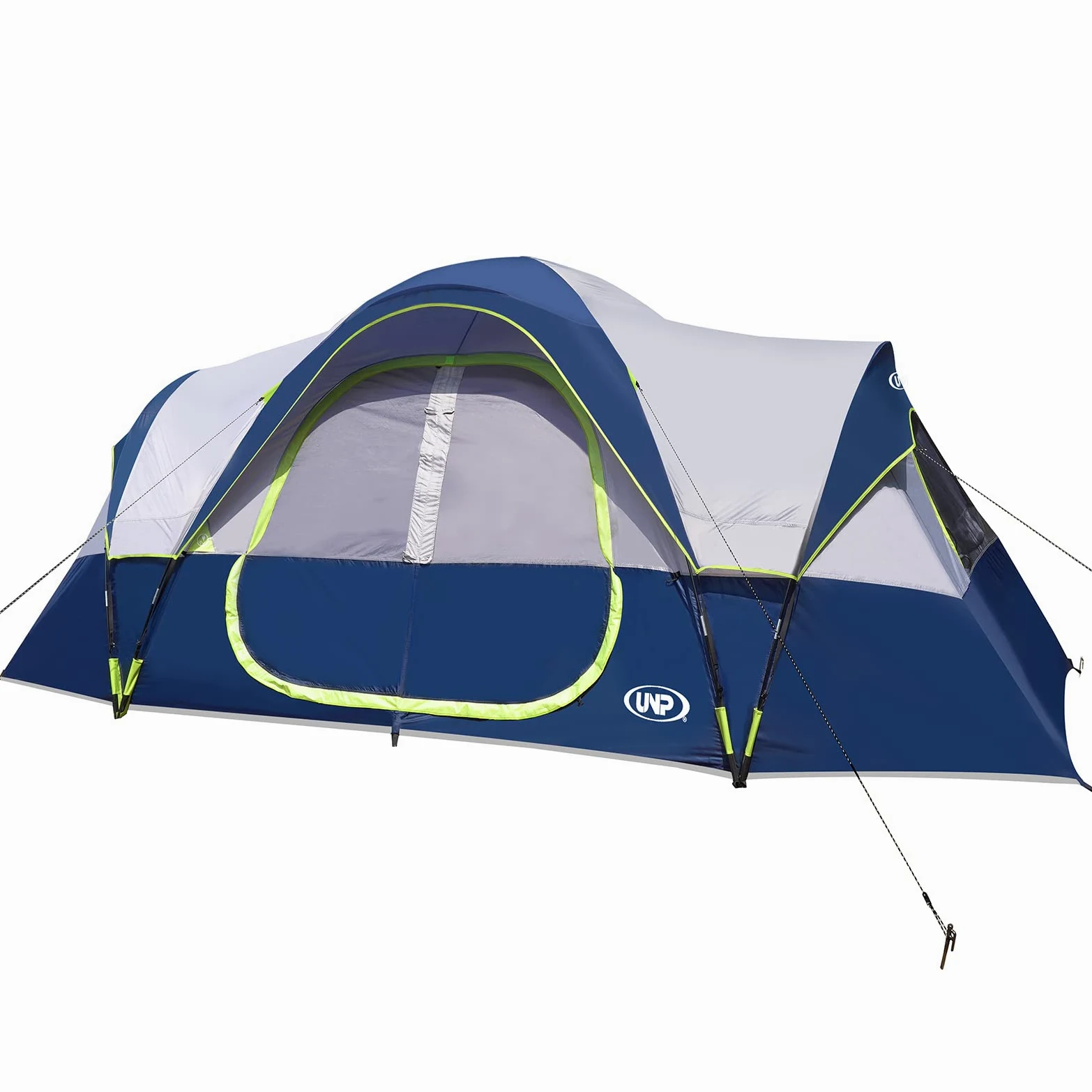 UNP Tienda de Campaña 10 Personas, Tienda Familiar Grande Impermeable 1500 mm PU, 549 x 274 x 198 cm, 2 Habitaciones con Separador, 5 Ventanas de Malla, Altura para Estar de Pie