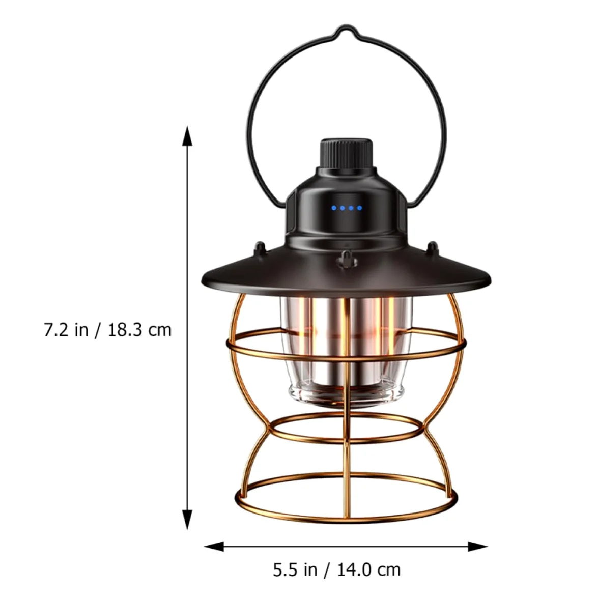 Linterna de Camping Recargable USB Vintage Batería de Litio Integrada, Brillo Ajustable y Cuerpo de Aleación de Aluminio para Uso en Tienda al Aire Libre