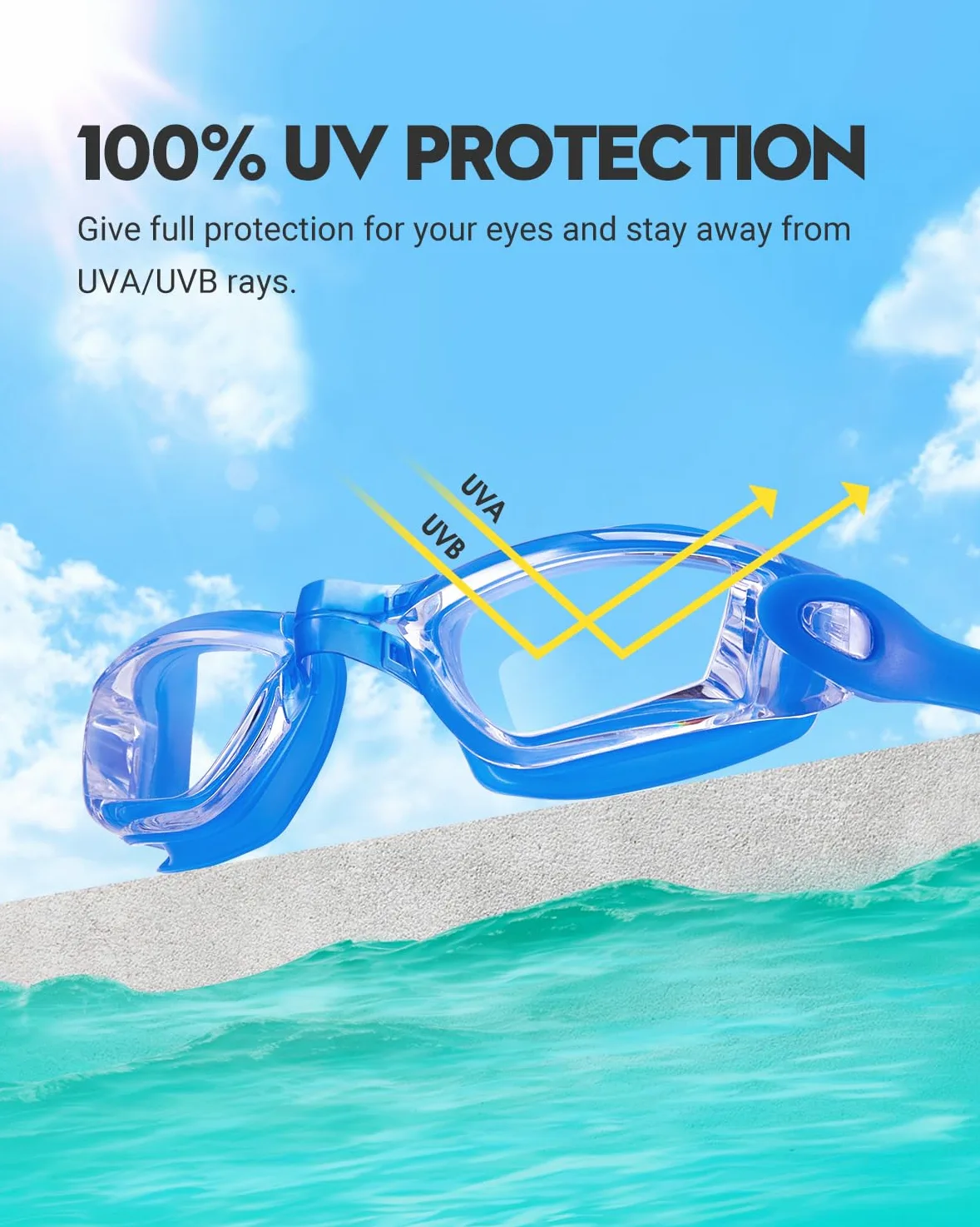 Juego de 2 gafas de natación sin fugas para adultos, hombres, mujeres, jóvenes