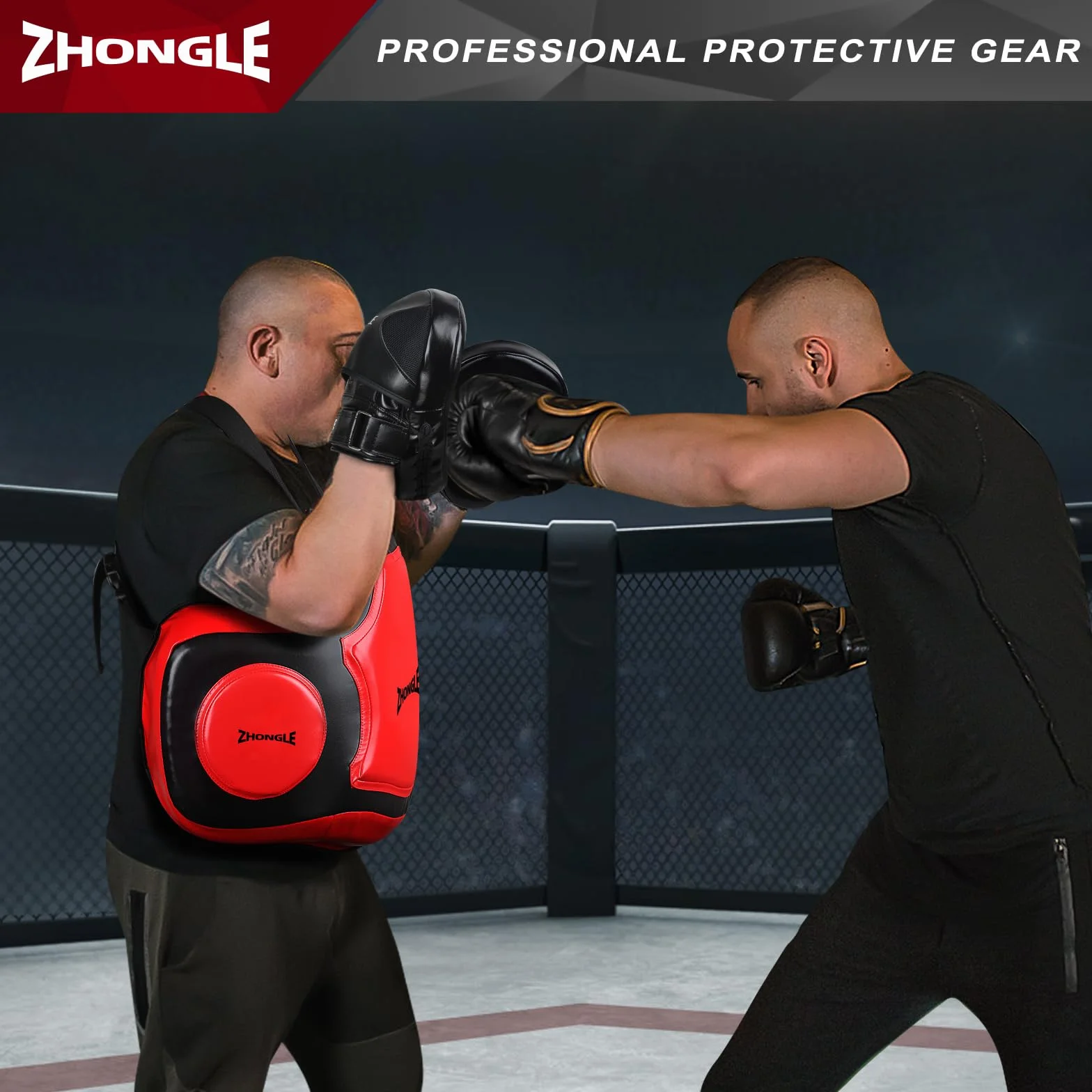 Protector de Cuerpo de Boxeo Profesional de Cuero para Entrenador, MMA, Kickboxing, Taekwondo