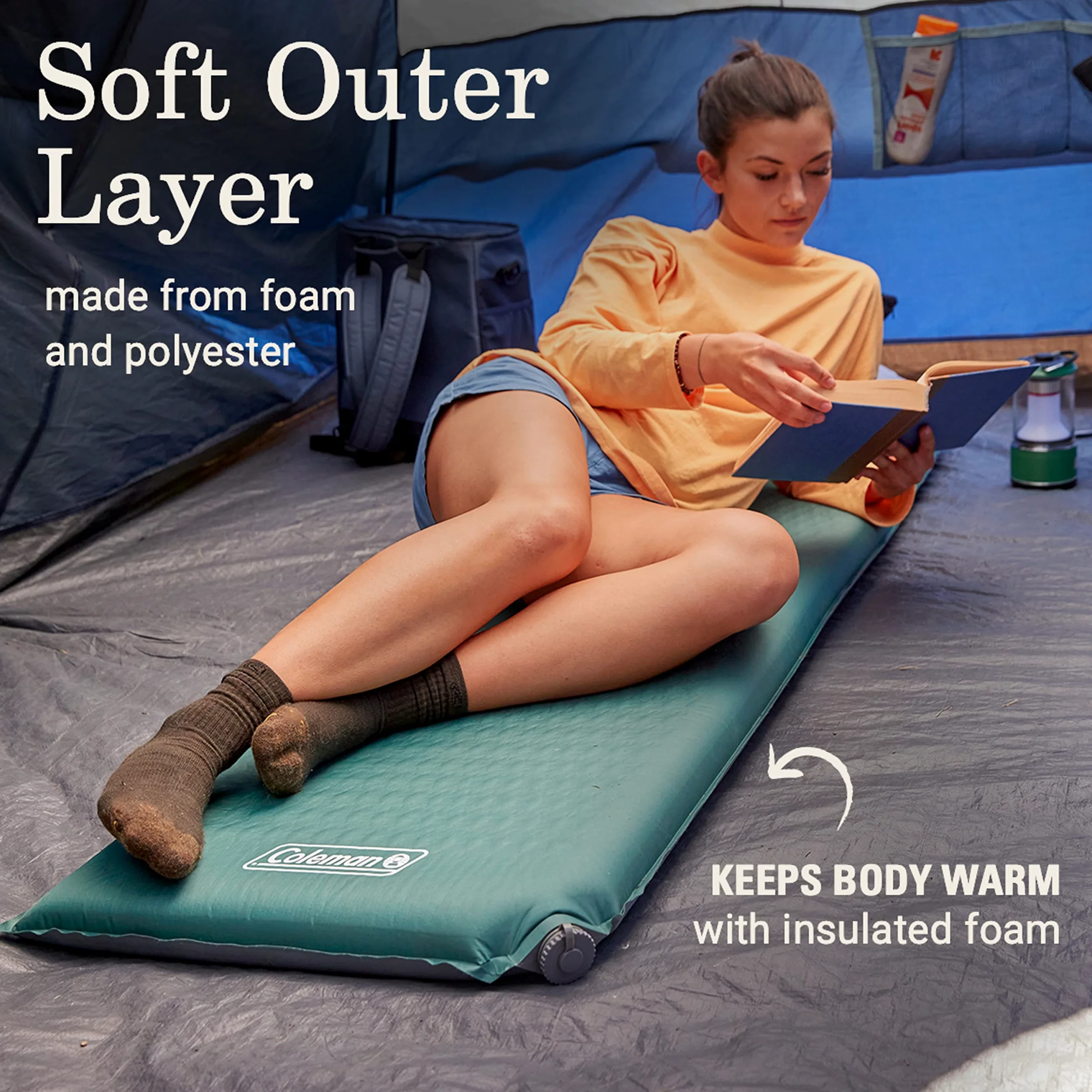 Coleman Silver Springs - Almohadilla de Dormir autoinflable para Camping, Ligera Almohadilla de Campamento con Espuma aislada y Revestimiento Duradero, cómoda Almohadilla de Dormir con fácil inflado