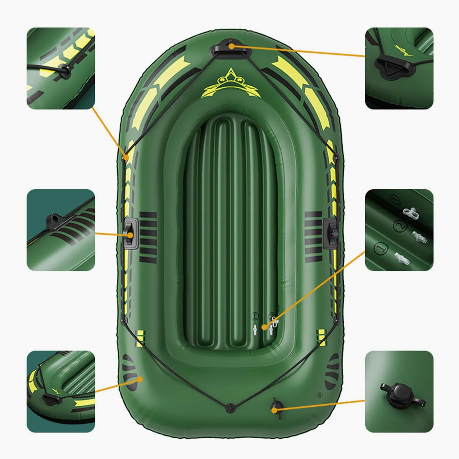 Barcos inflables para Adultos, Bote de soplado, balsa de Pesca Inflable | bomba de pie, paleta, kit de reparación, válvula de aire, remo de dos personas de PVC,herramienta de buceo, aventuras acuátic