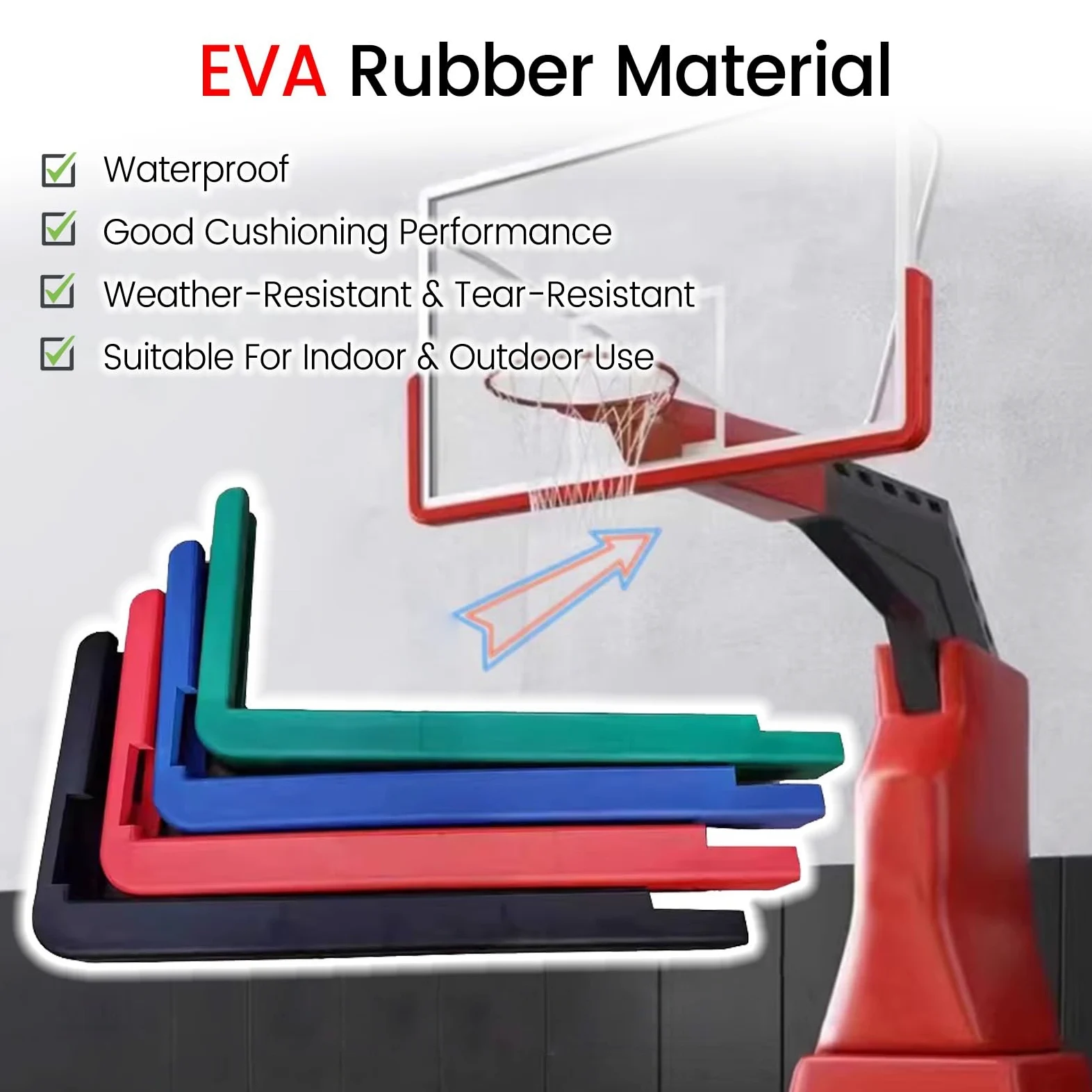 Almohadillas para tablero de baloncesto para tableros de madera, vidrio o acrílico, protector de tablero EVA de alta elasticidad con agujeros y tornillos preperforados