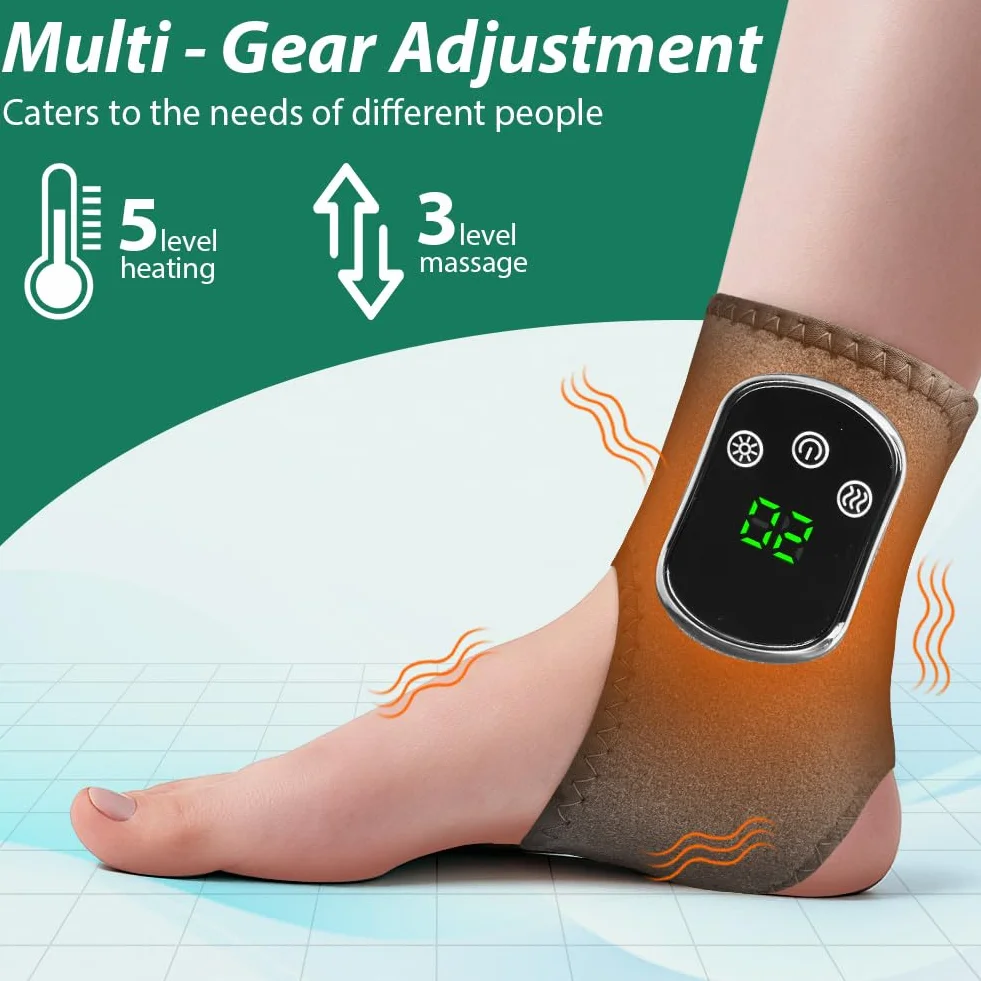 Vicloon Masajeador Eléctrico para Pies y Tobillos, 3 Modos de Vibración, 5 Niveles de Calor