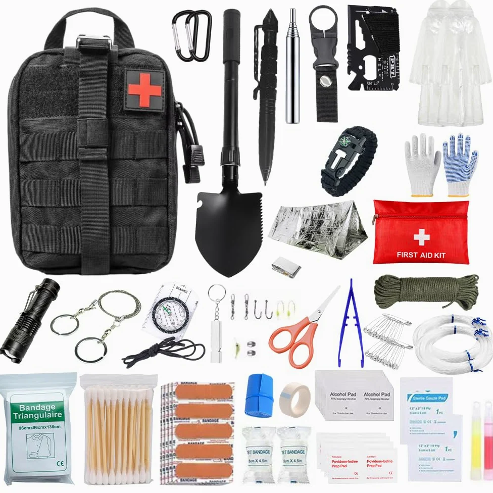 Kit Supervivencia, kit de Supervivencia con 200 Piezas Herramientas Supervivencia, Botiquín Primeros Auxilios, Botiquin Supervivencia, Kit Primeiros Socorros para Coche,Hogar,Camping,Senderismo