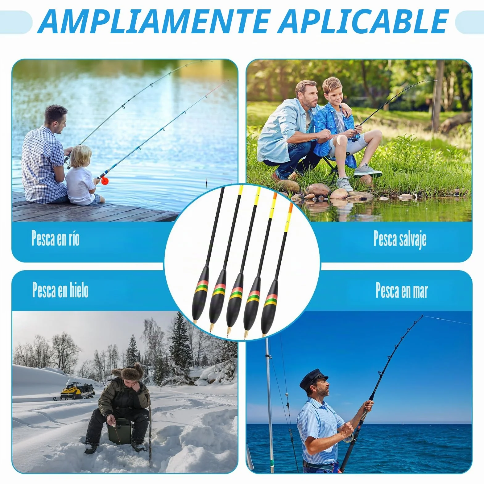 Set de 5 flotadores de Pesca Waggler 4g-8g con 2g pre-plomado - Ideal para lanzamientos amplios y precisos