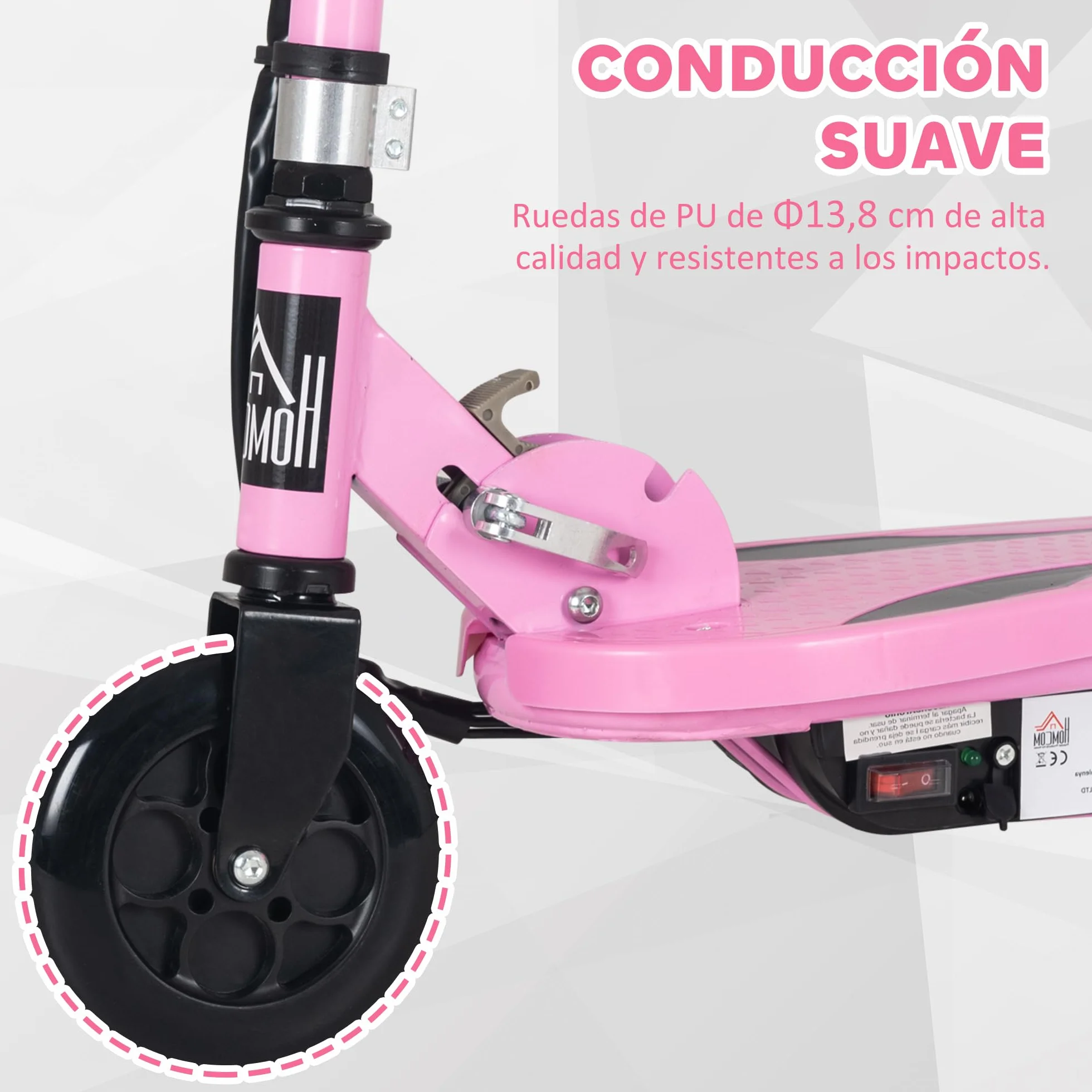 HOMCOM Patinete Eléctrico Plegable para Niños de 7-14 Años, Patinete Eléctrico con Velocidad MAX. 12 km/h, Alcance de 8 km, Altura Ajustable, Freno de Mano
