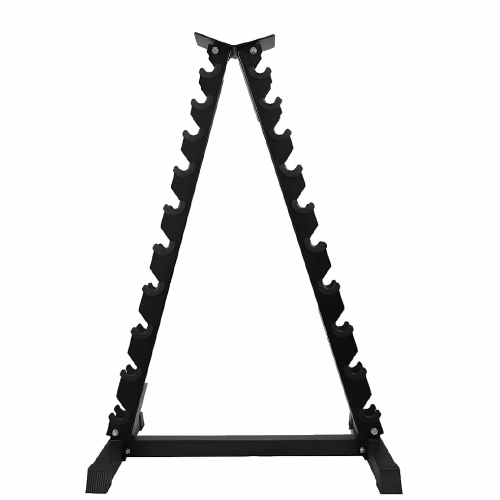 Soporte para mancuernas con forma de pirámide, para gimnasio, de acero, para ahorrar espacio, rack vertical robusto para el gimnasio