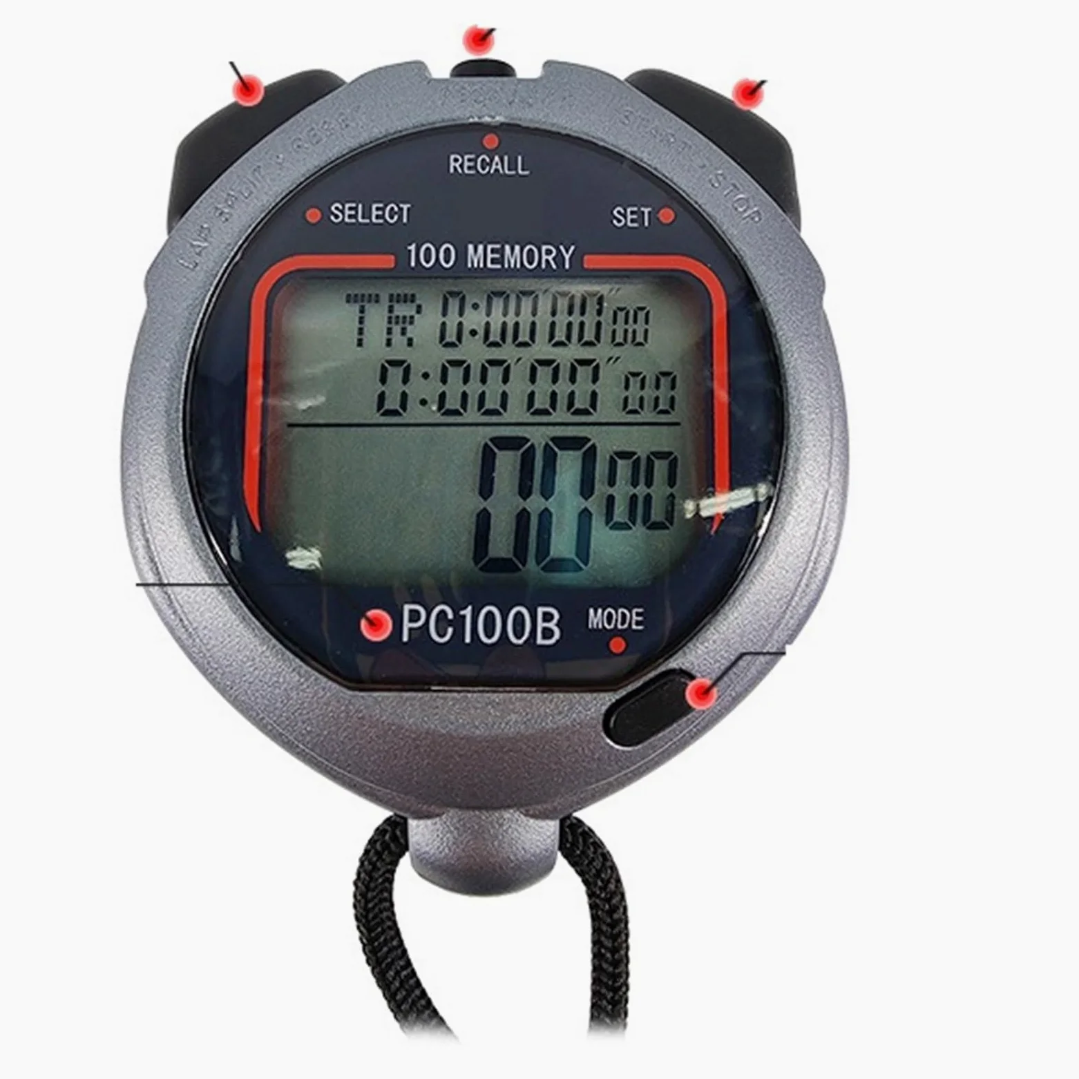 Cronómetros, PC100B Cronómetro deportivo for entrenamiento atlético con temporizador de carrera 3 filas y 100 canales