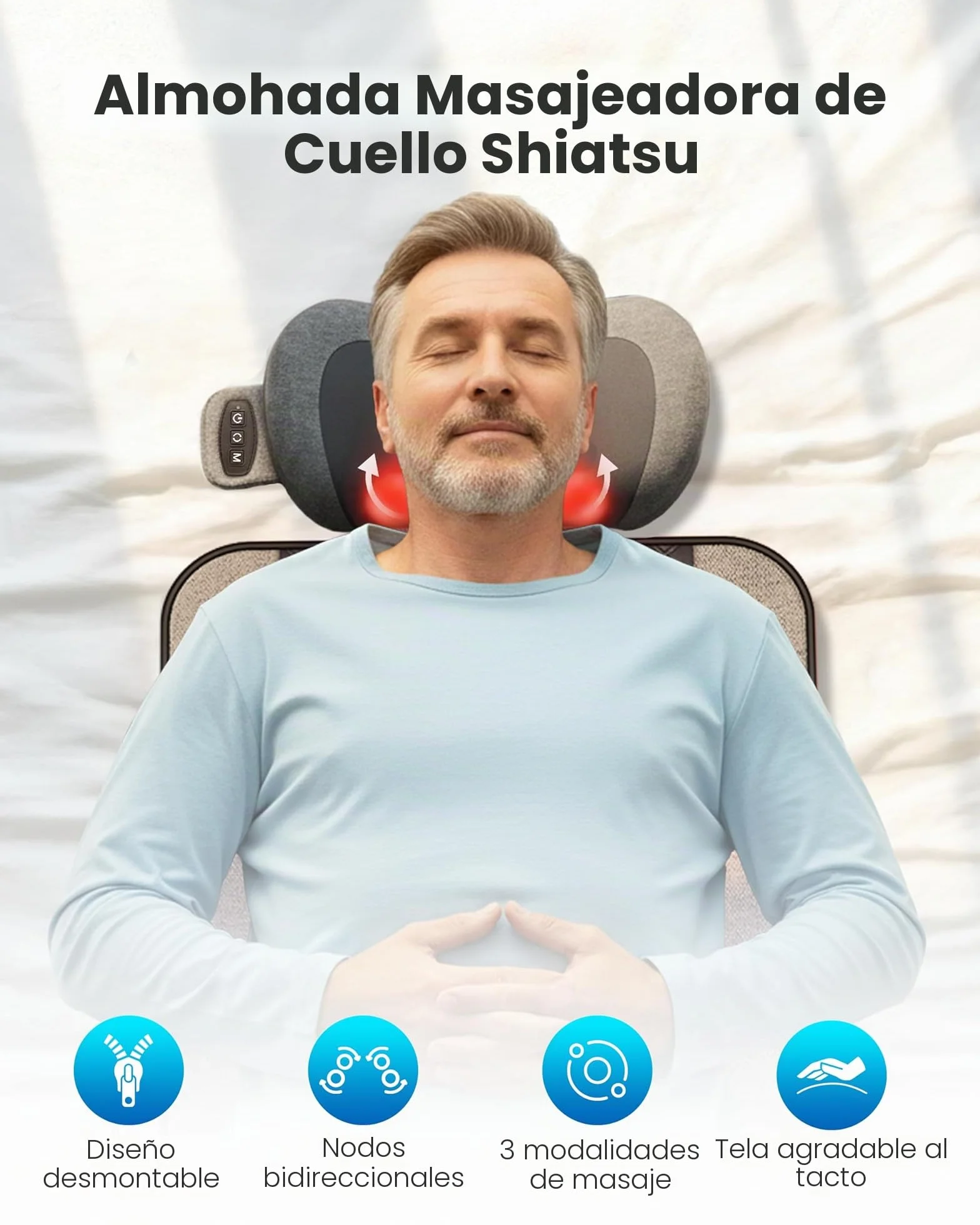 COMFIER Almohadilla de Masaje Corporal con Calor 10 Motores Shiatsu 160x56 cm