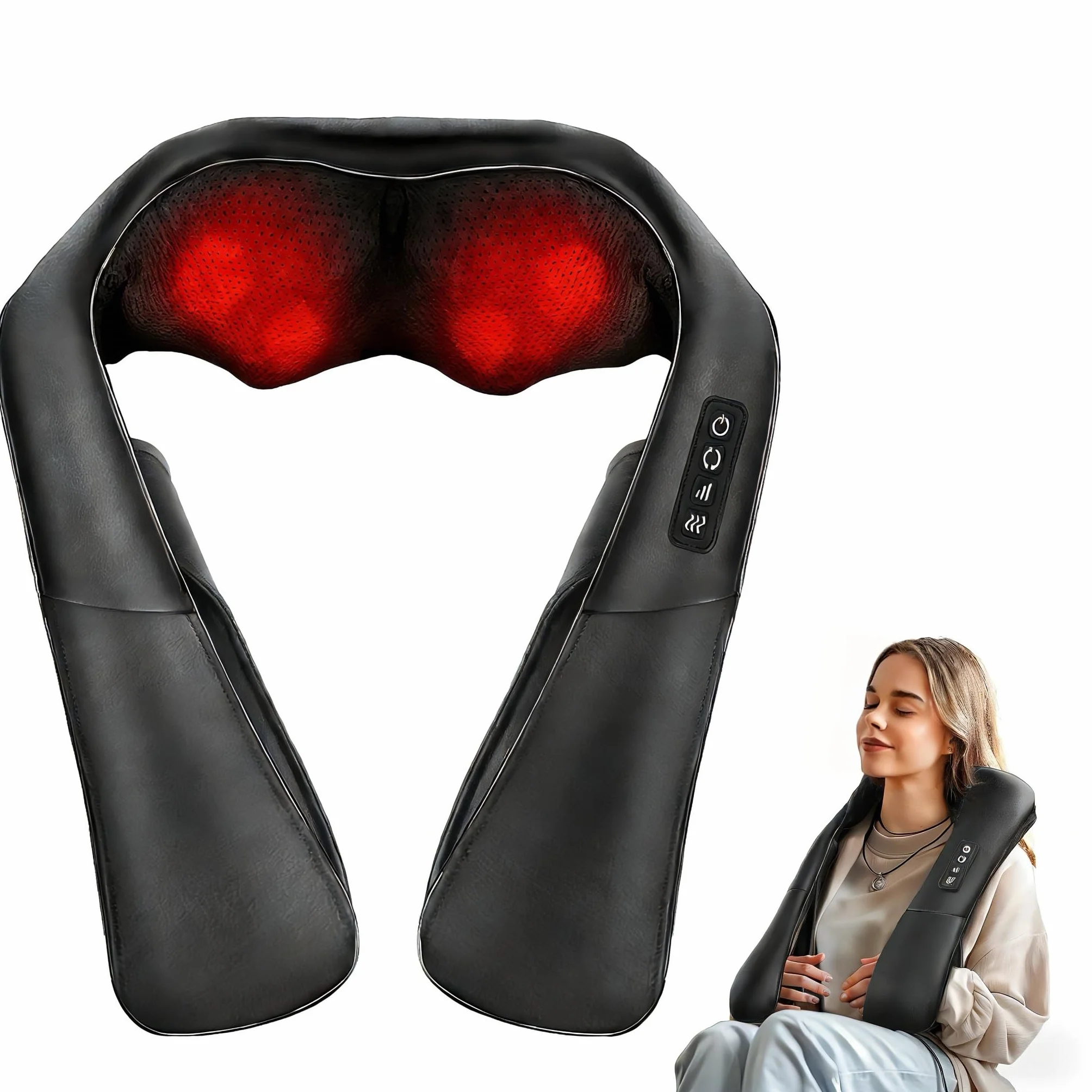 Masajeador de Cuello y Hombros con Calor 4D Shiatsu Cervical y Espalda Intensidad Ajustable
