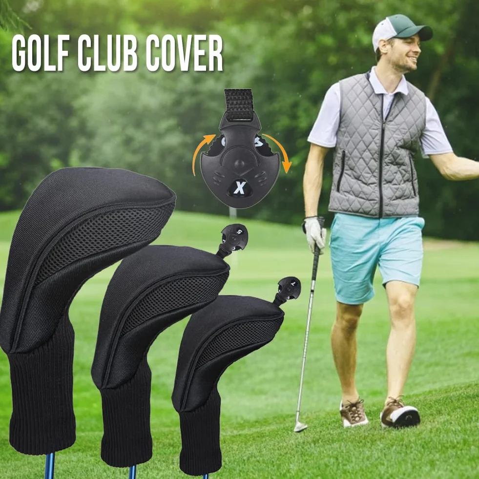 Fundas para Palos de Golf - 3 Fundas para Cabezas de Golf para Maderas de Calle de Conductor | Driver Hybrids - Accesorios de Golf de Cuello Largo para Hombres, Mujeres, niños y niñas