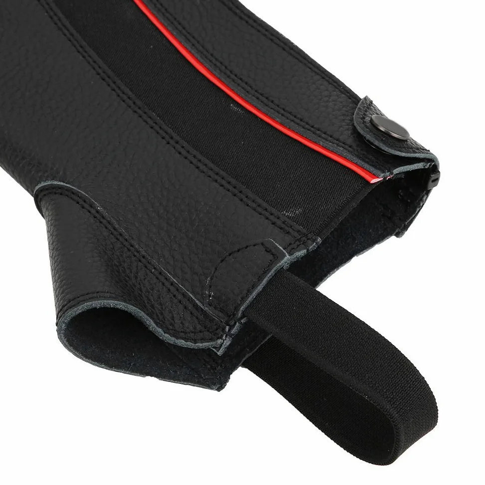 2 Unidades de Polainas ecuestres Profesionales, Mallas de Cuero para Montar a Caballo, Protectores de pantorrillas de Cuero Negro duraderos con Acabado de Primera Calidad para