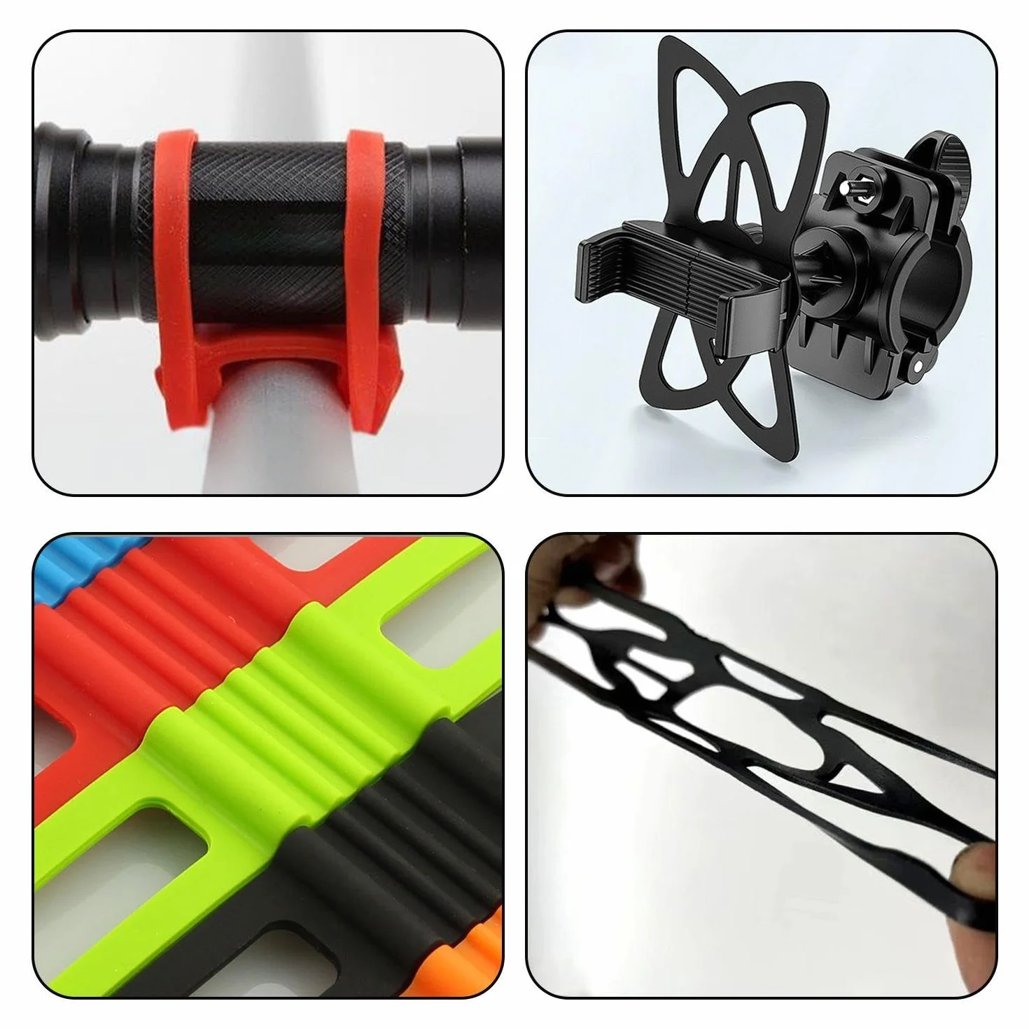 5 Bandas De Silicona para Bicicleta Y 3 Bandas De Silicona para Teléfono Móvil, Accesorios para Bicicleta, Herramientas De Soporte para Manillar, Bandas Fijas Elásticas Multifuncionales
