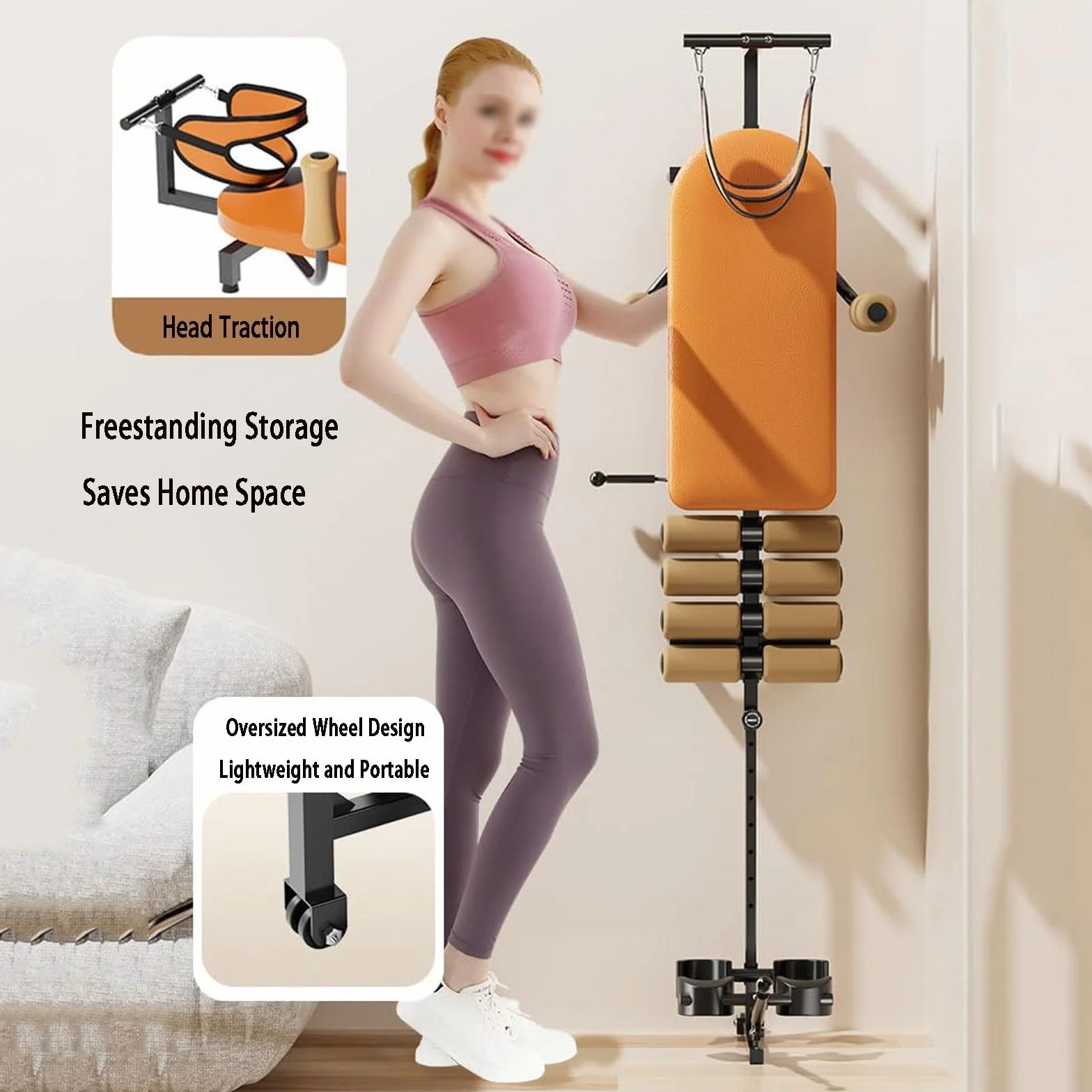 Banco De Estiramiento De Espalda Completo,máquina De Tracción De Columna Vertebral 130KG,Mesa De Inversión Longitud Ajustable,Banco Musculación Ideal para Uso Doméstico