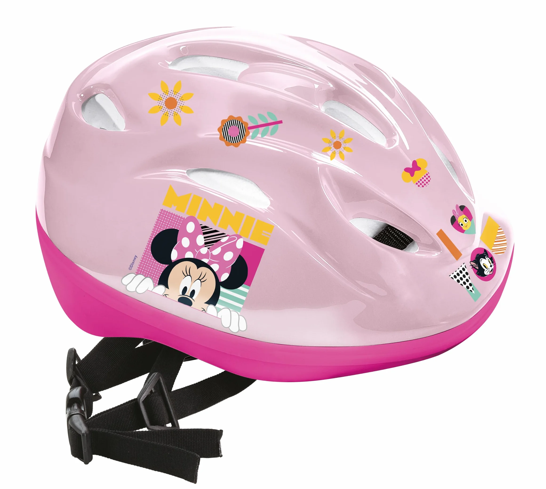 Mondo CASCHETTO-28747, Toys-Minnie Disney Helmet Casco de protección Ajustable de 52 a 56 cm para Bicicletas, patinetes, monopatín niña, Multicolor, Talla única