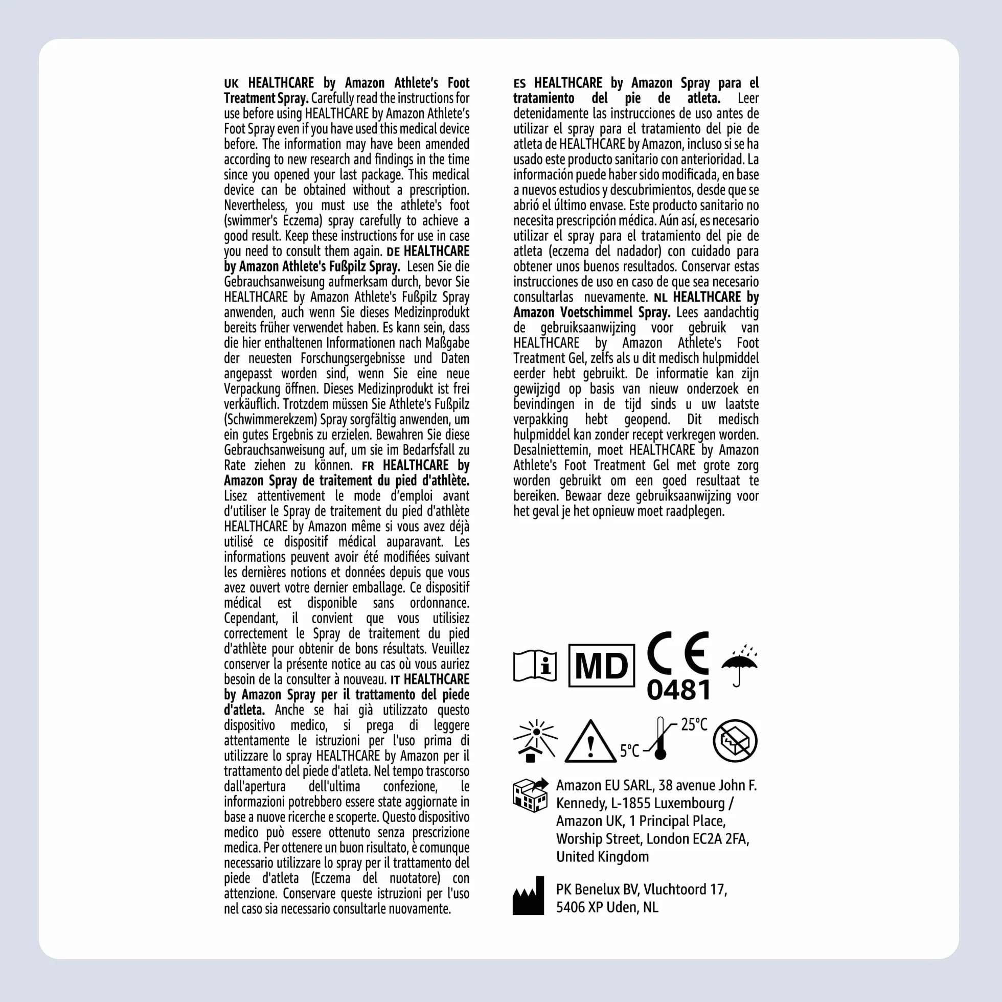 Amazon Basic Care Spray para el pie de atleta, 50ml