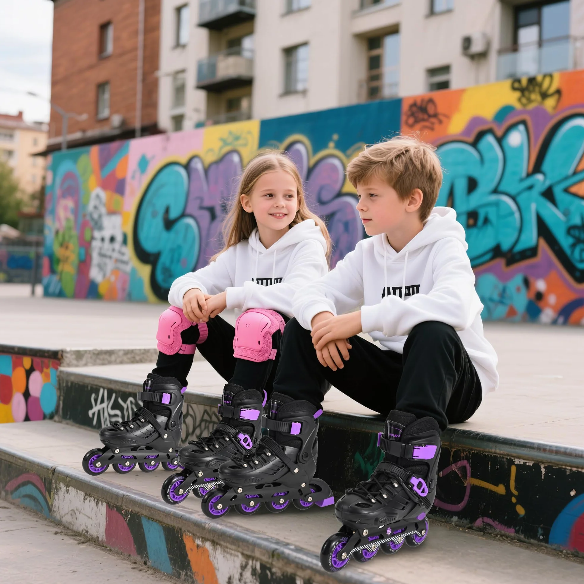 Patines en línea Ajustables para Niños Niñas Principiantes Interior Exterior