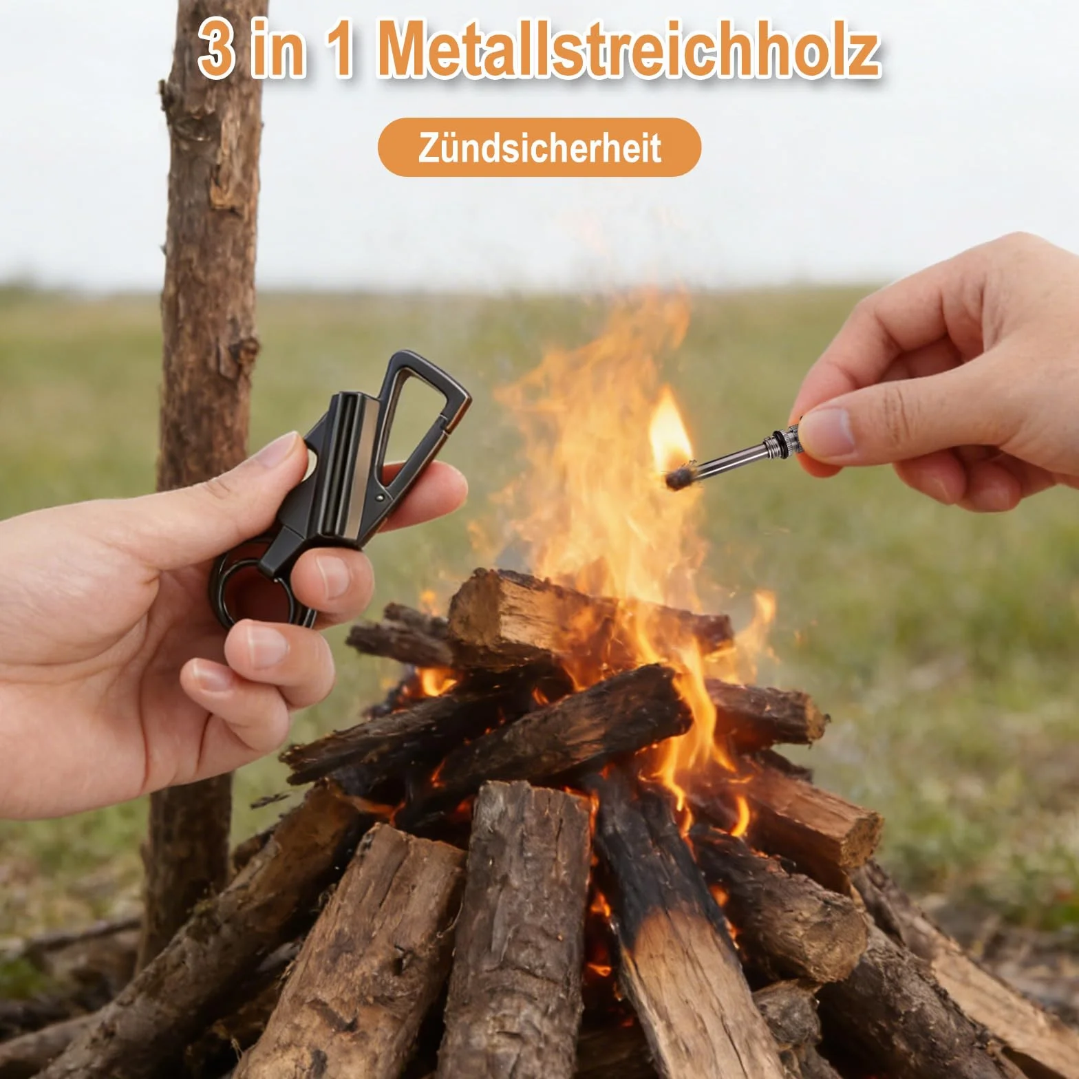 Cerillas Metalica Encendedor de Fuego Abrebotellas Llavero Coche Rellenable Queroseno Equipo Rescate Emergencia Negro