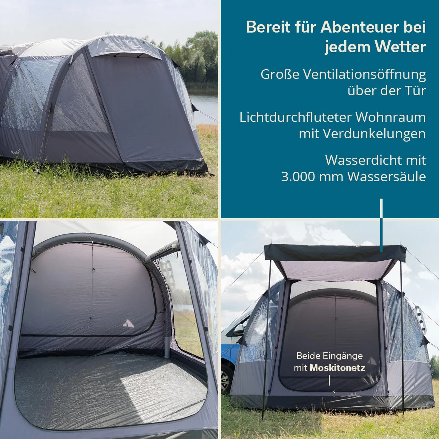 Skandika Aarhus Travel 2 / Aarhus Air Protect Tienda de campaña para autobús |con/sin Air Protect, 2 Personas, Independiente, 2 m Altura, mosquitera