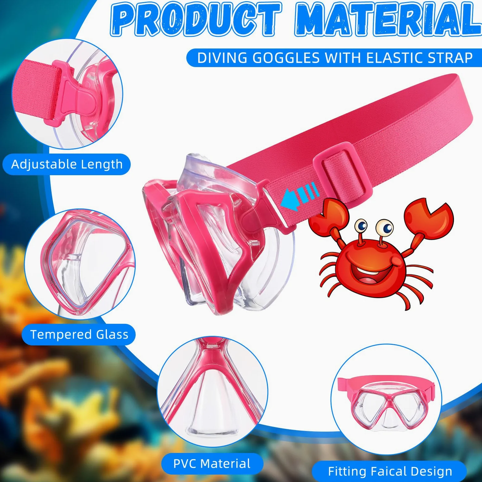 Flutesan 4 gafas de natación para adultos con cubierta para la nariz, correa de tela elástica, gafas de buceo de vidrio templado con envoltura protectora para el cabello