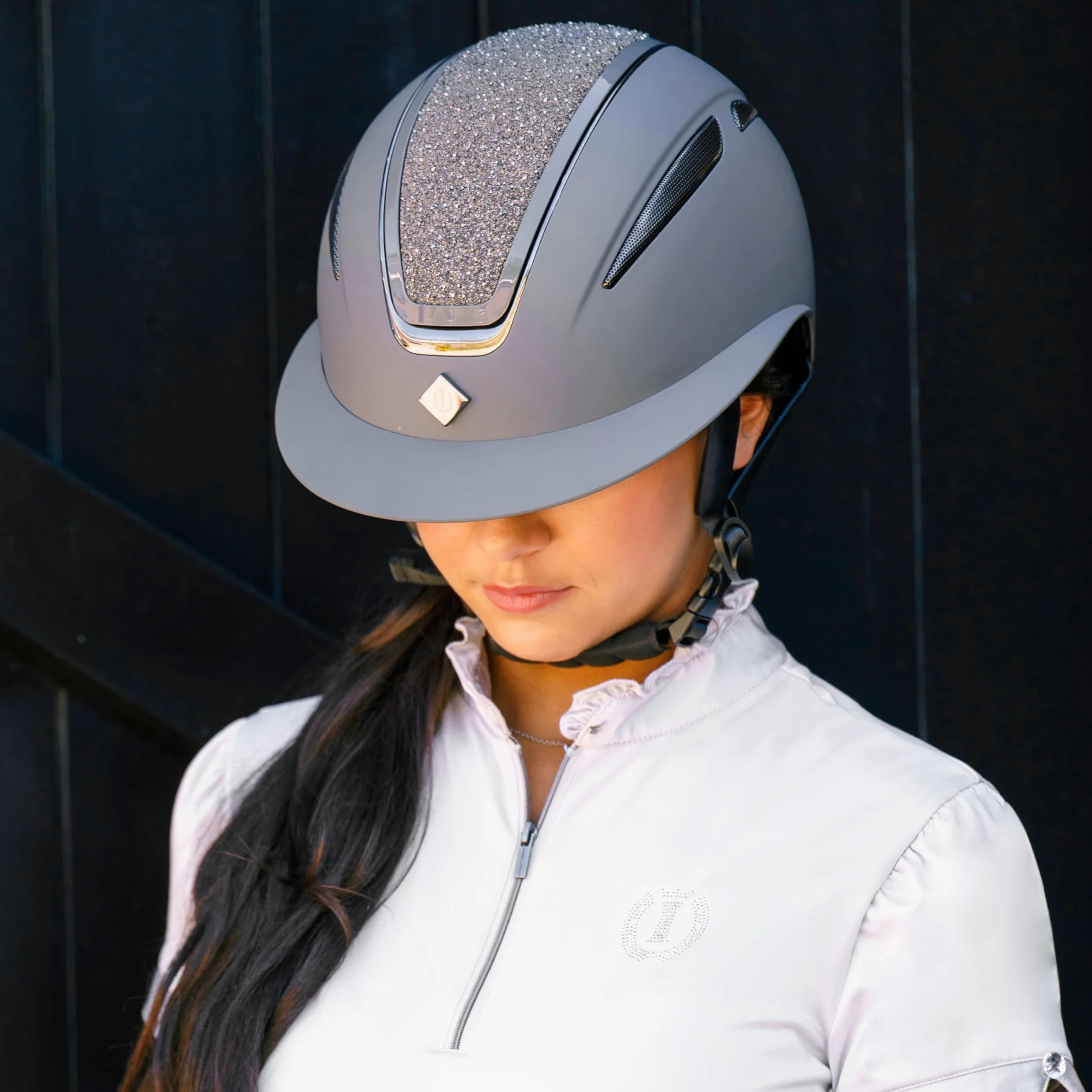 Imperial Riding IRHOlania Deluxe Big Visor - Casco de equitación Unisex para Adultos, Color Gris, Talla M
