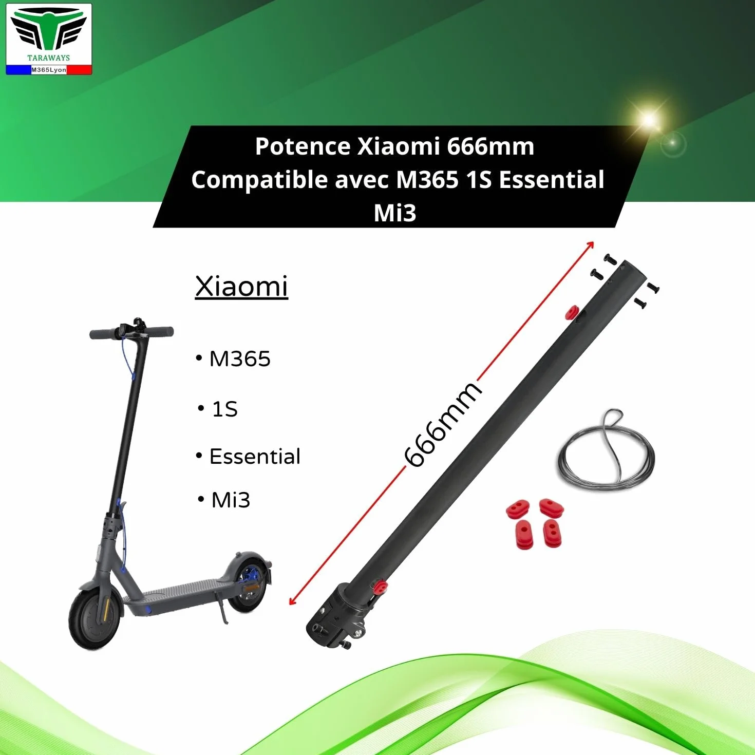 Xiaomi M365 1S Essential mi3 660 mm Potencia completa para patinete