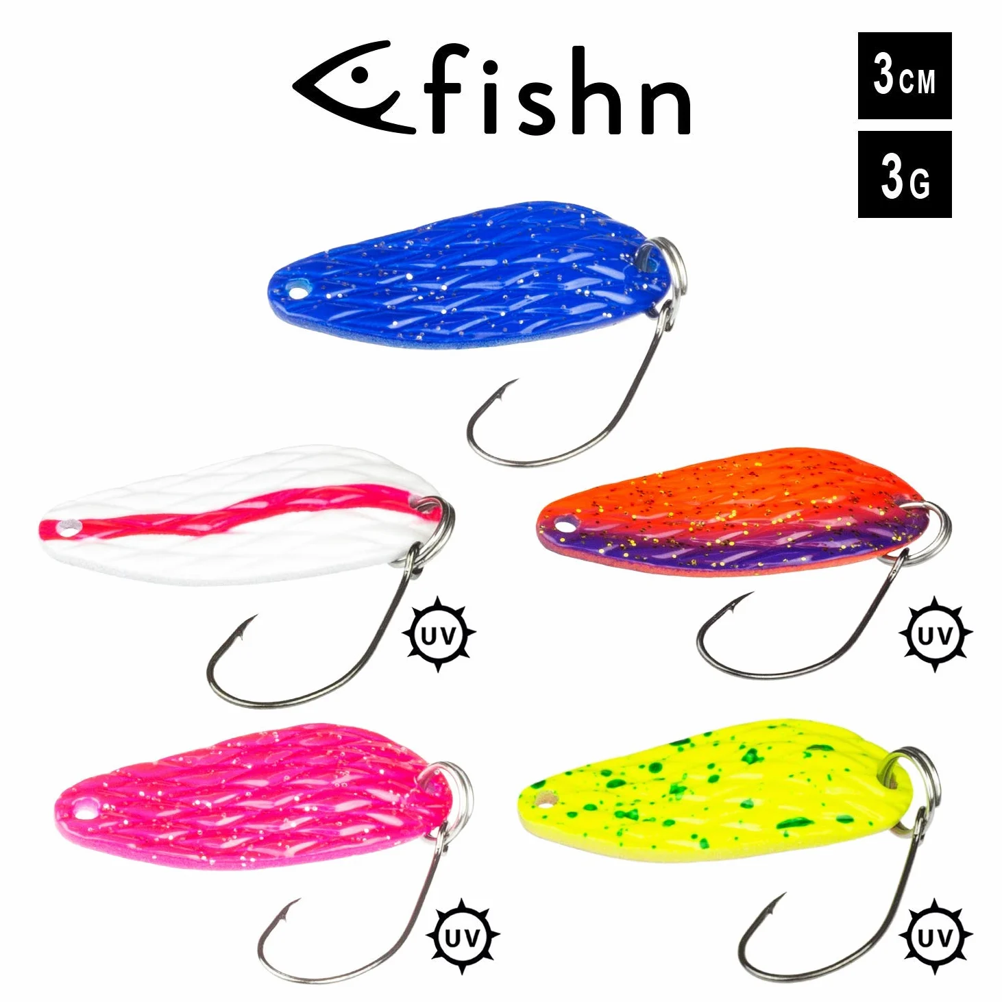 FISHINGGHOST 14 x Trout Spoons & 1 x Blinkerbox - Set, Compuesto de 14 Kunstköder y una Caja de Cebo, Trucha Cebo, Trucha Spoon, Trucha Blinker para Pesca Spinnfischen (15 Piezas)