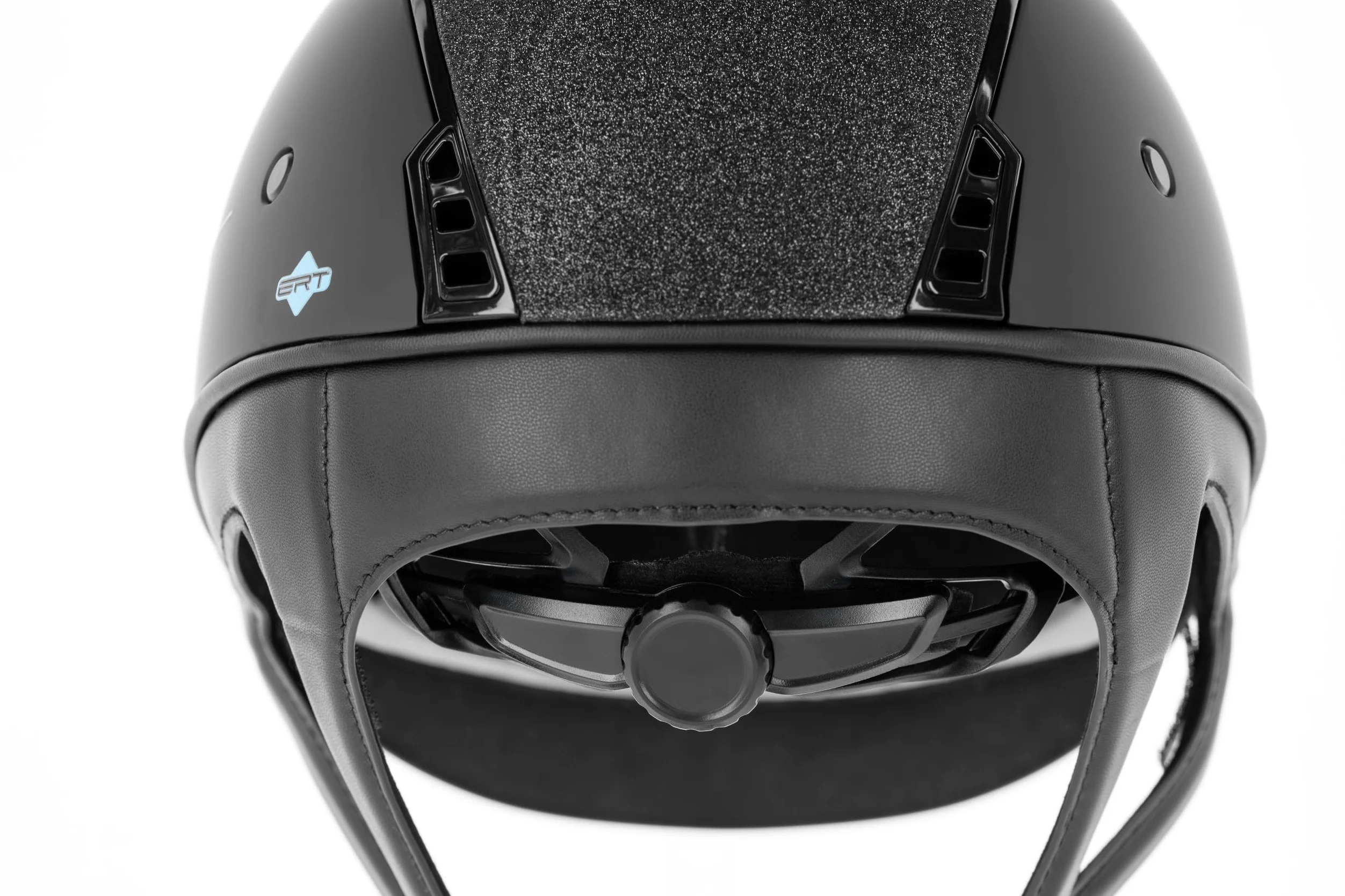 Covalliero Casco de equitación Eclipse, sistema de disco, sistema ERT, sistema de ventilación, carcasa de ABS, certificado EN1384:2023, aplicación brillante, negro mate, 58-61 cm