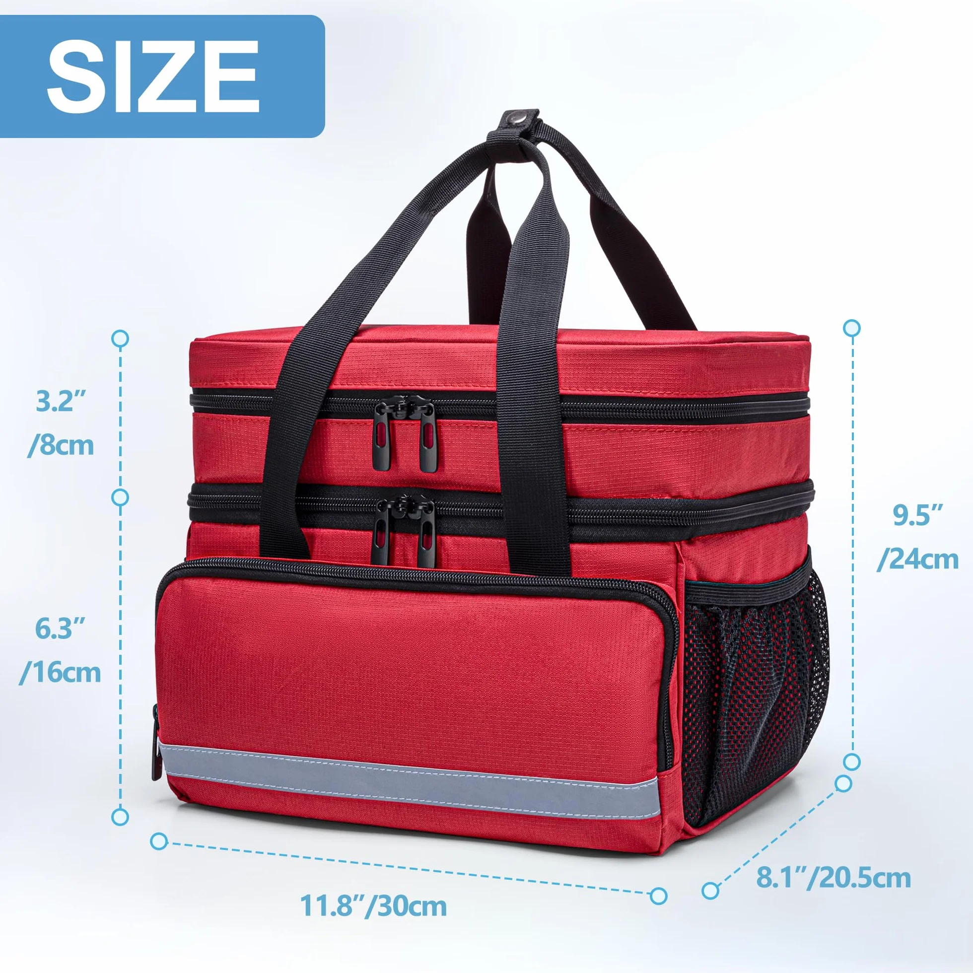 CURMIO Bolsa de primeros auxilios vacía de doble capa, bolsa médica, color rojo