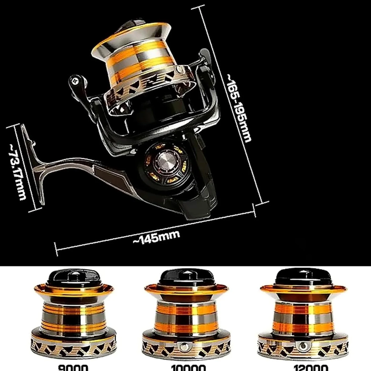 Carretes De Pesca Surfcasting Carrete Pesca Serie 9000 10000 12000 Metal Rueda Lejana Giratoria Arrastre Máximo 30 KG Tiro Largo