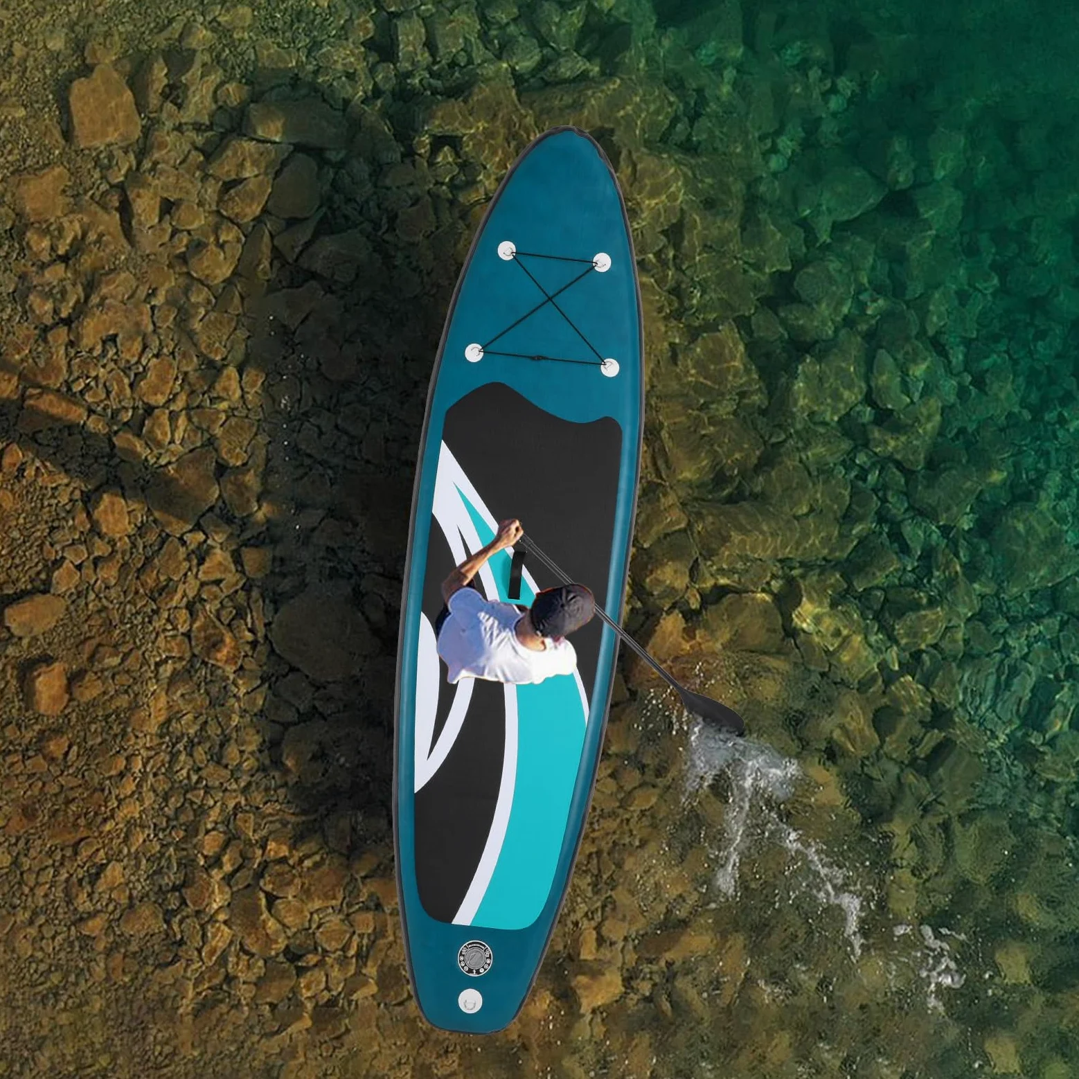 Juego de tabla inflable de hasta 150 kg, equipamiento deportivo para deportes acuáticos | Stand Up Paddling Board, Green Surfboard-Set Stabil Leicht VollSet Tragetasche Paddling Finnen Luftpumpe Leash Repair Kit
