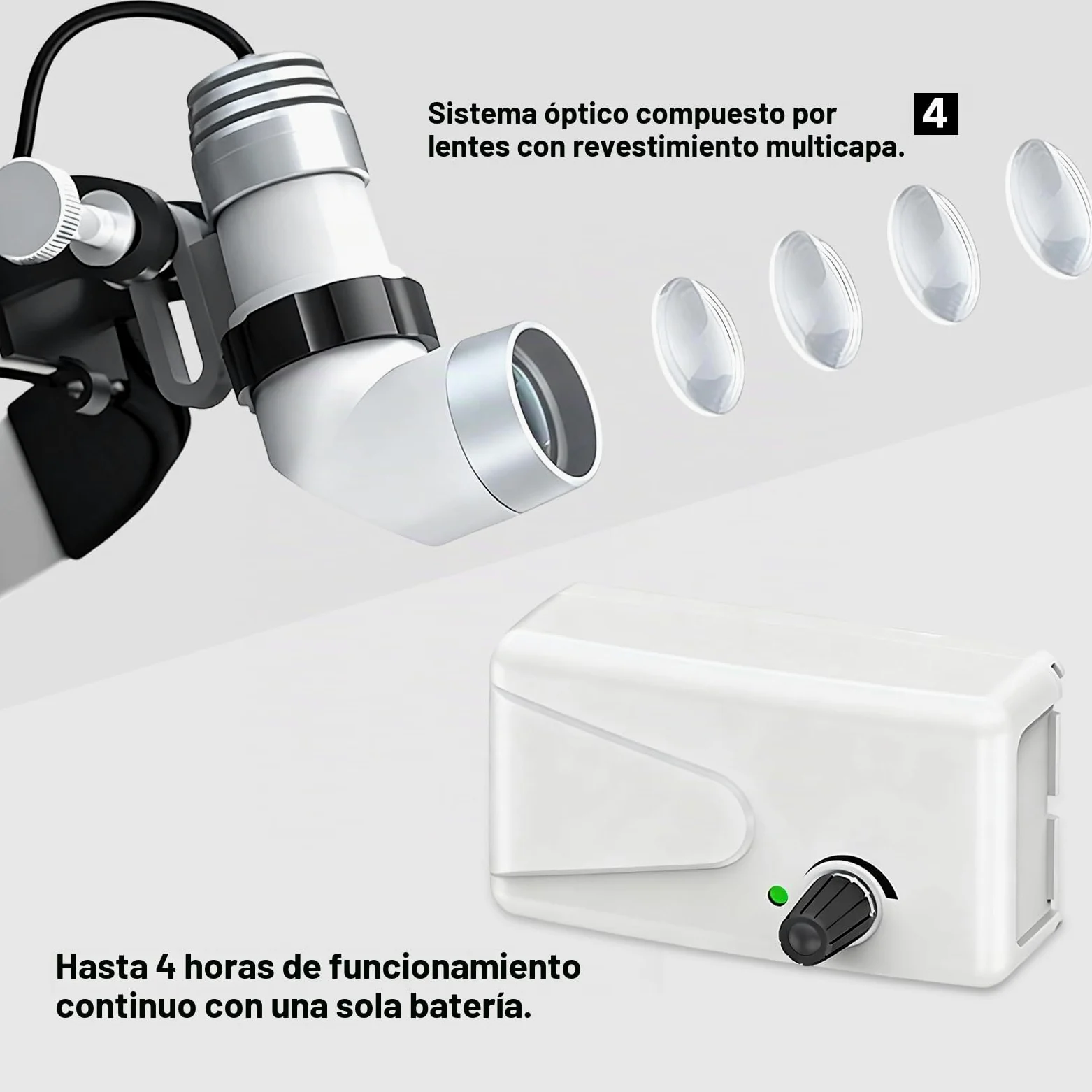Linterna frontal LED de 3W Faro quirúrgico para faros dentales inalámbrico, portátil, fuente de luz LED fría, endoscopia Ent