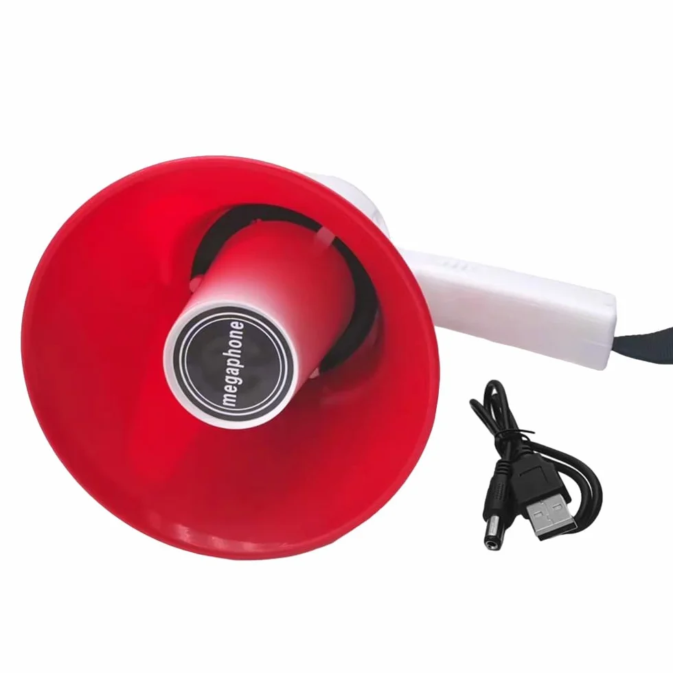 Megáfono Altavoz Potencia 50 W Portátil Voz Sirena Alarma USB TF BT Amplificador