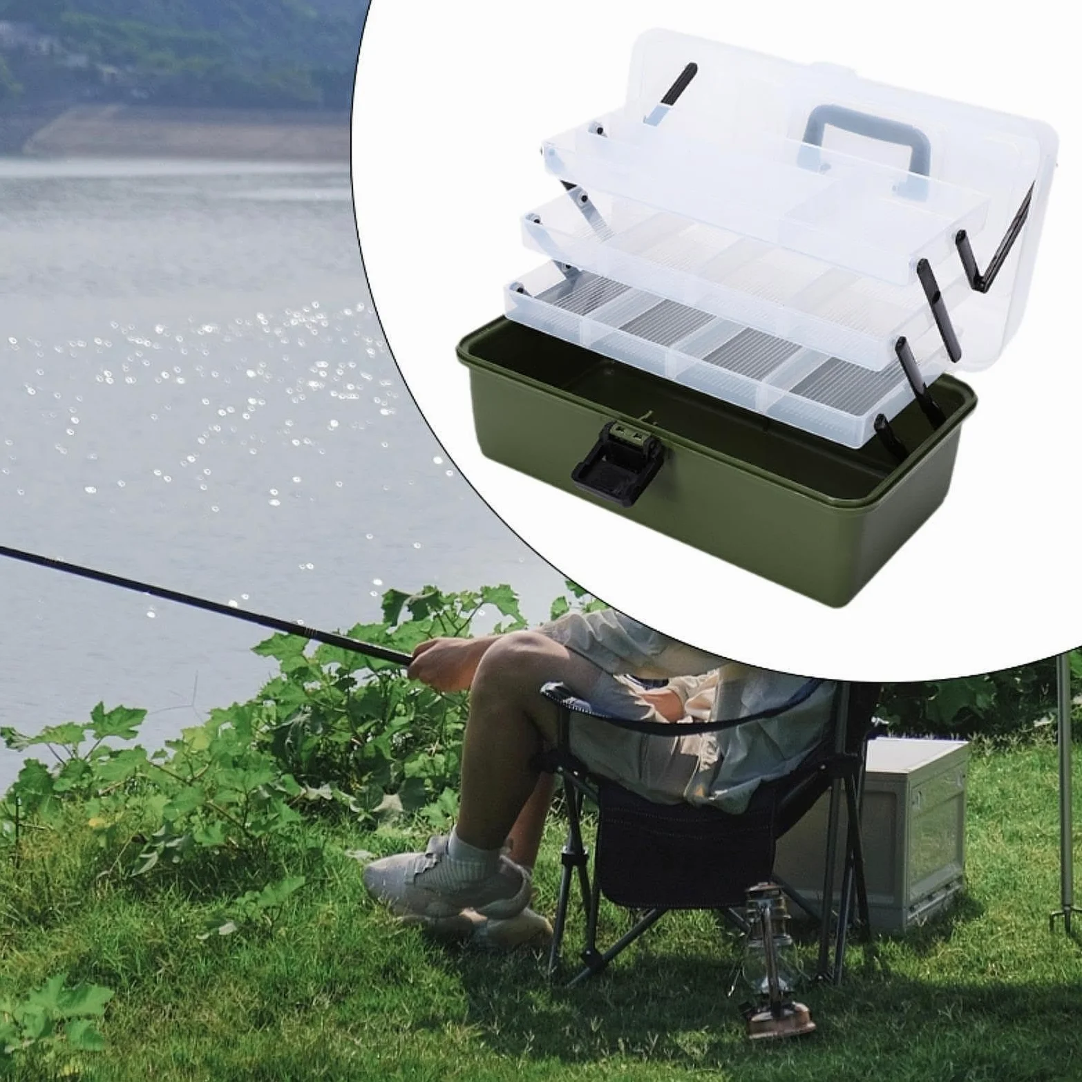 Caja de Aparejos de Pesca Multifuncional de Varios Niveles, Ligera, con Espacio para Guardar El Cebo.