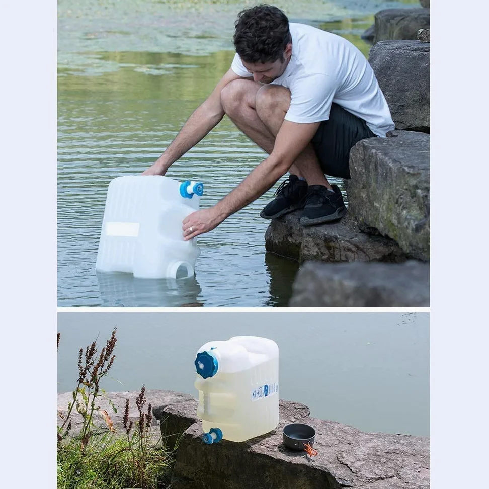 Cubo para Exteriores con Grifo, Tanque de Agua de plástico PE de Grado alimenticio, contenedor de Cubo para Acampar Espesado con Agua purificada portátil para el hogar, 18L (24L)