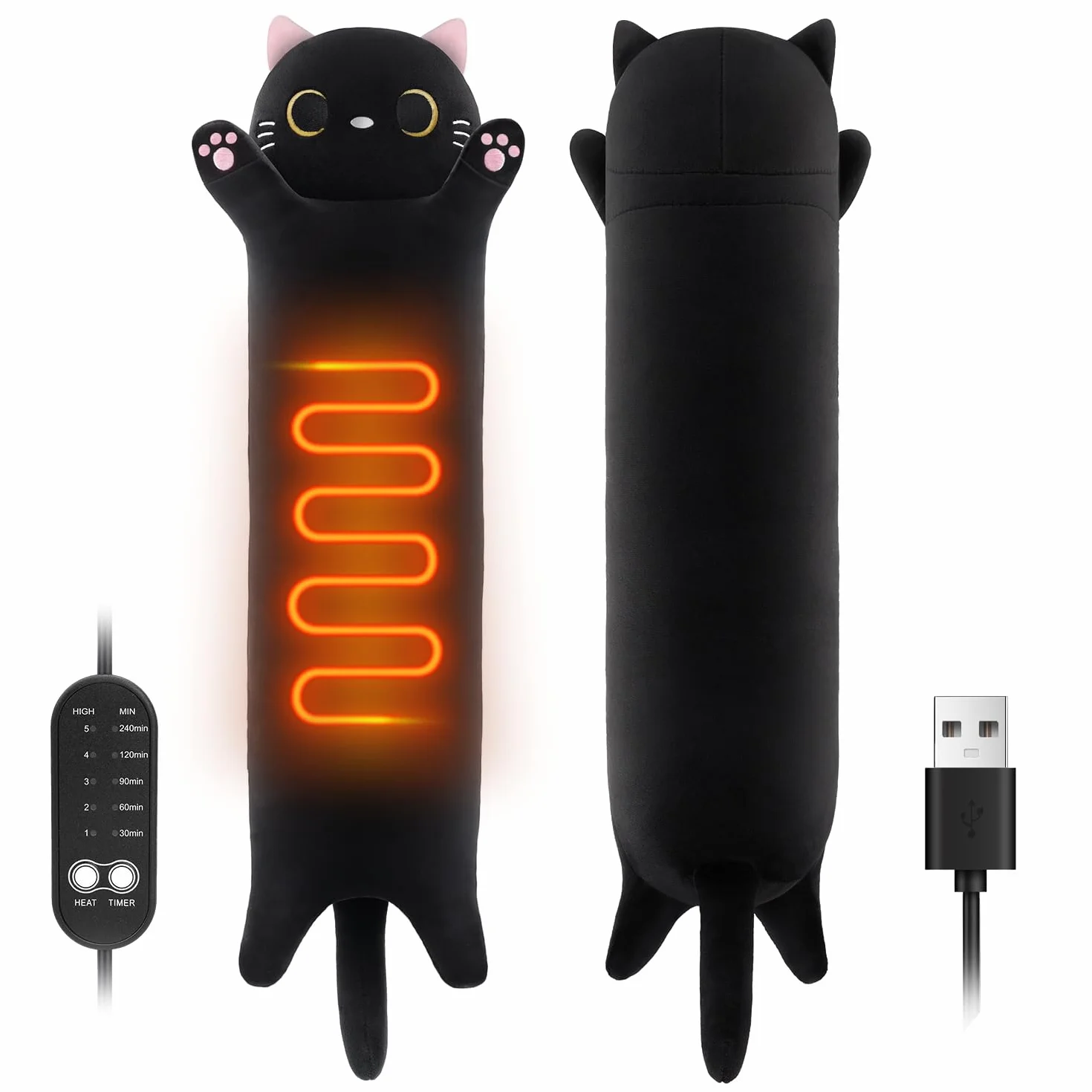 Manta eléctrica para gatos con apagado automático, almohadilla térmica USB para períodos, manta de calor para el cuello, la espalda, los hombros y el abdomen, regalos navideños para mujeres, niñas y