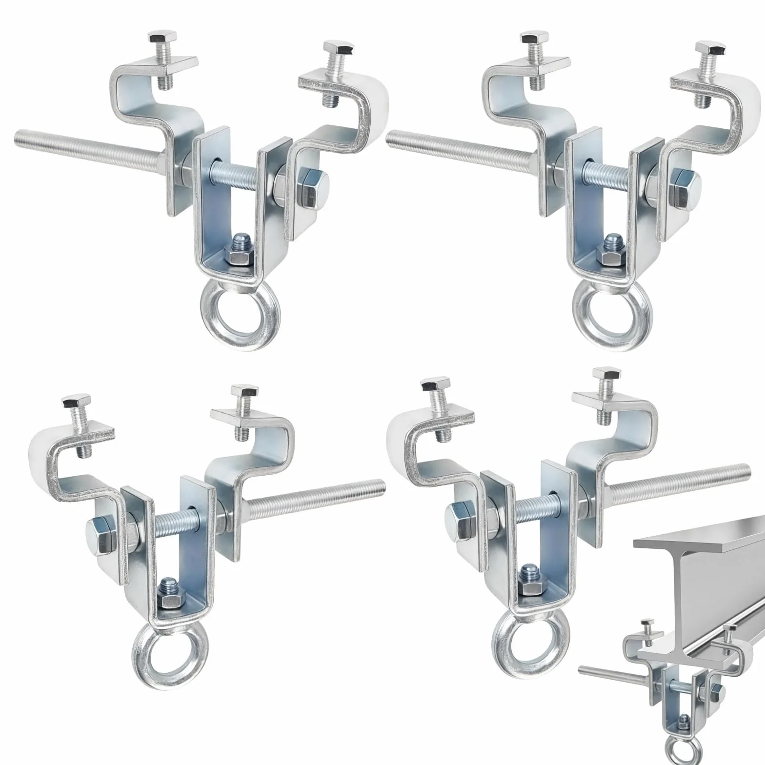 SQLJYU 4 Piezas Soporte Saco Boxeo, Soporte para Saco de Boxeo, Soporte Saco Boxeo Suelo Techo, para Viga Ajustable de 65 mm a 225 mm