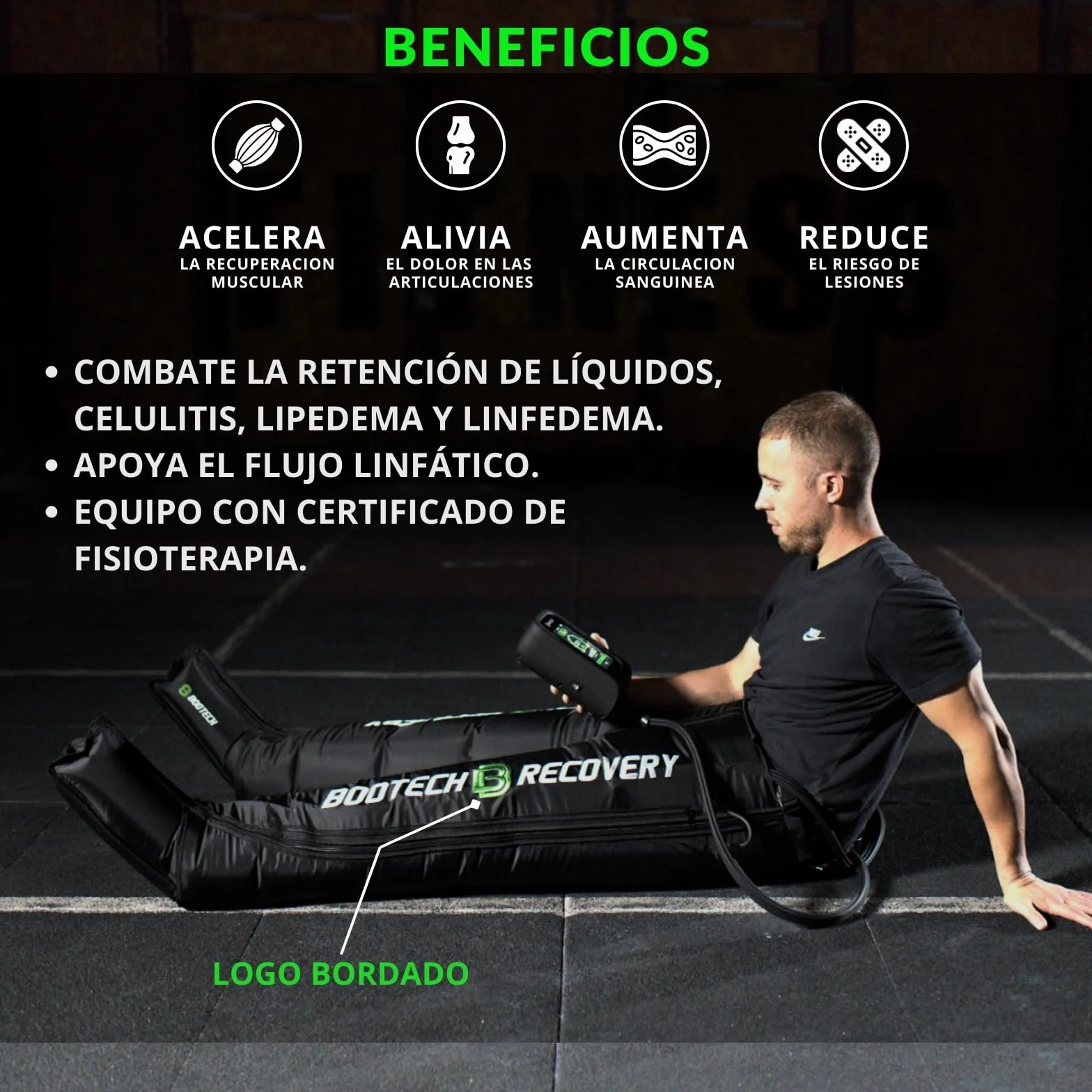 Pantalones de Presoterapia Inalámbricos 8 Cámaras Piernas Glúteos Cintura Masajeador Drenaje Linfático Circulación Recuperación Deportiva 3 Años Garantía