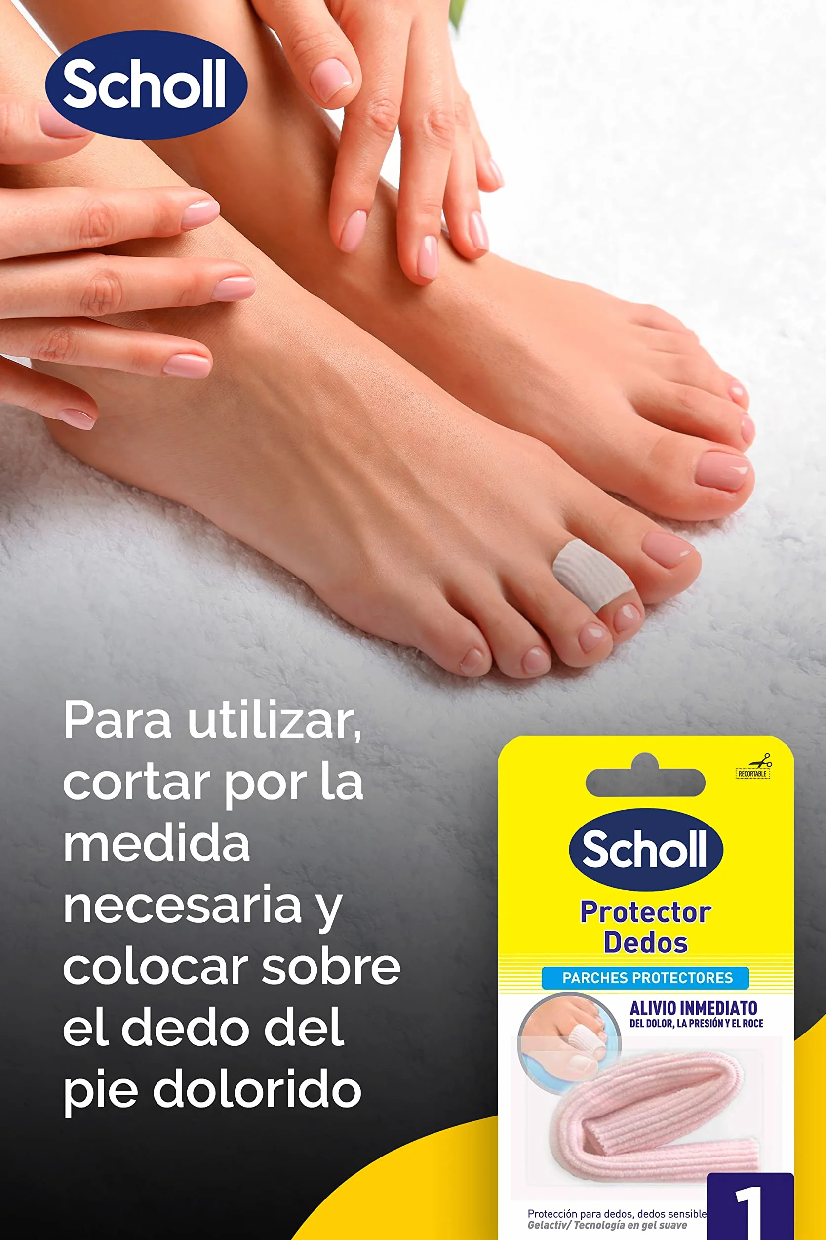 Scholl Tubo Protector para Dedos, Uñas y Callos, Alivio del Dolor, Negro